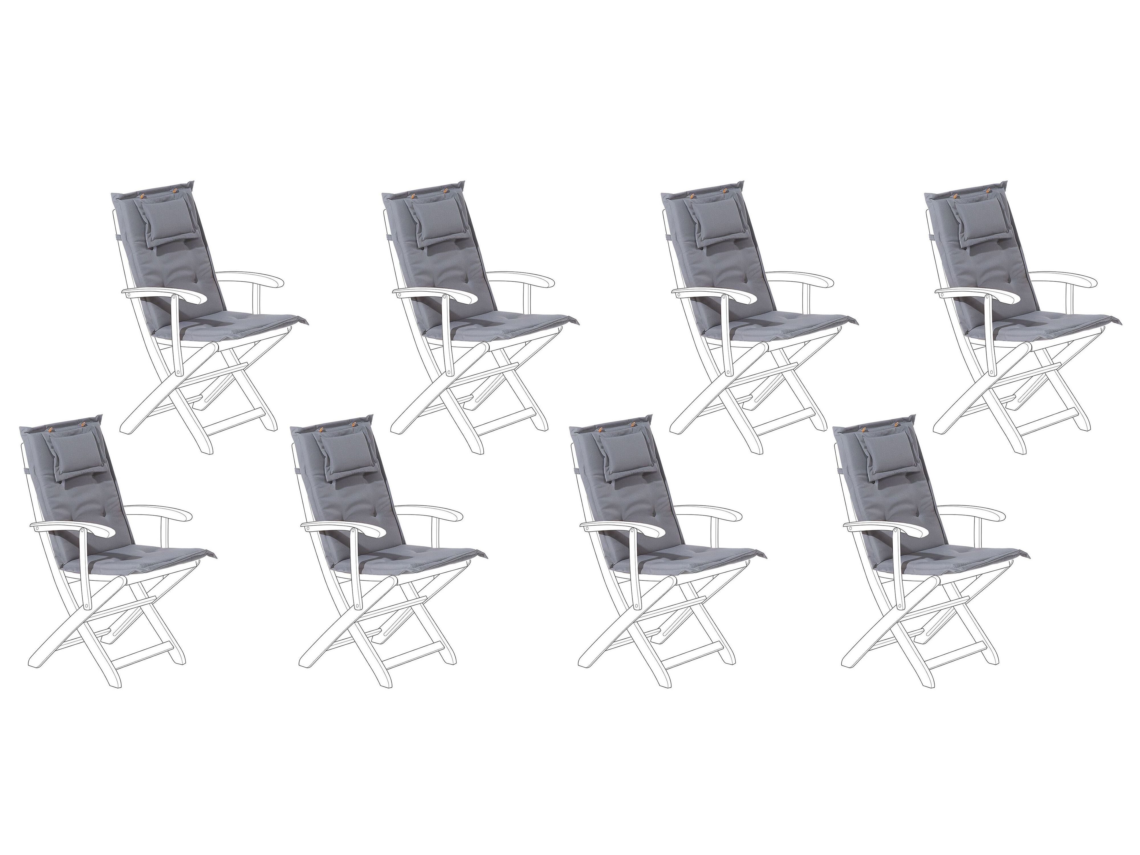 Set of 8 Back/Seat Cushions MAUI 40 x 54 cm Grey