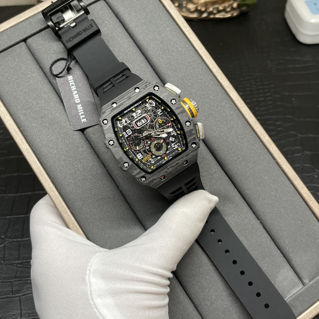 Best Richard Mille RM 11-03 Replica Watch For Men �C Swiss Movement, Skeleton Dial, Carbon Fiber Case - Top club