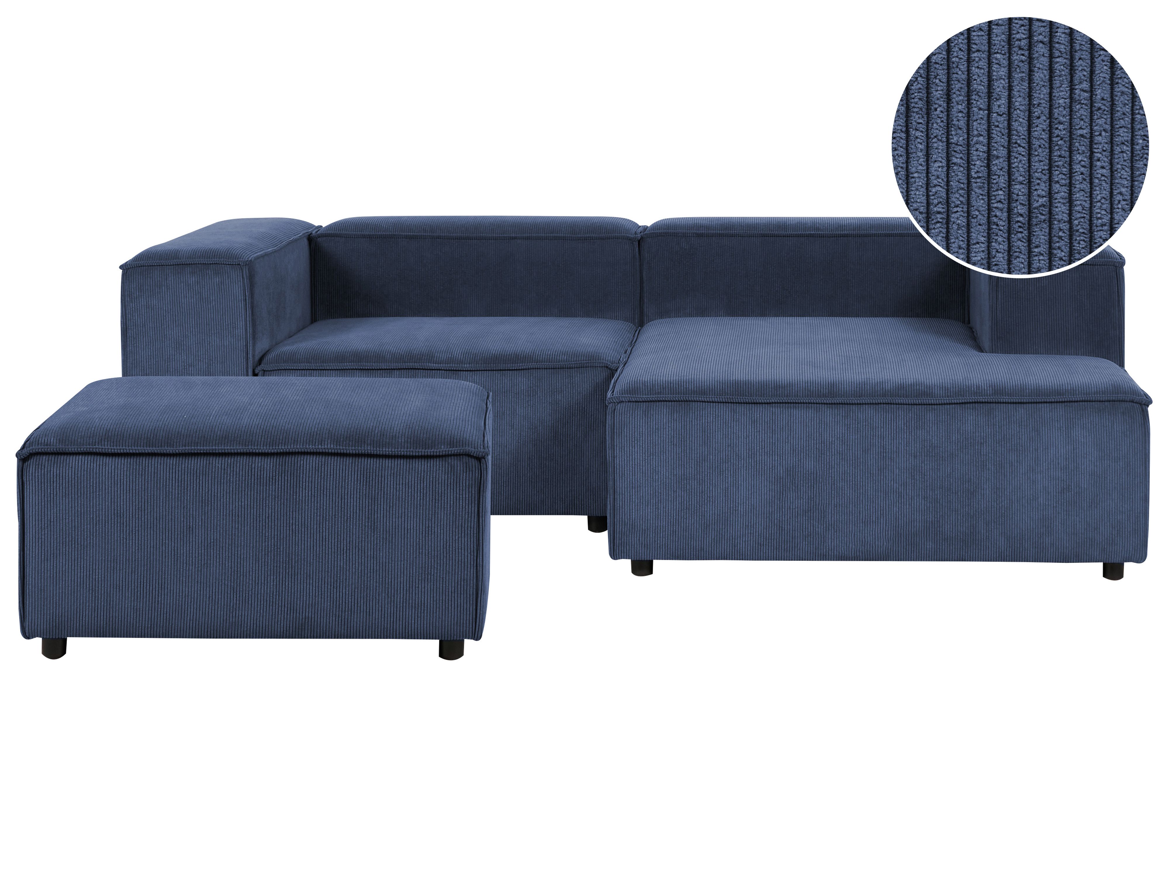 Modular Corner Sofa 3 Seater ARDAL Corduroy Dark Blue with Ottoman Left Hand