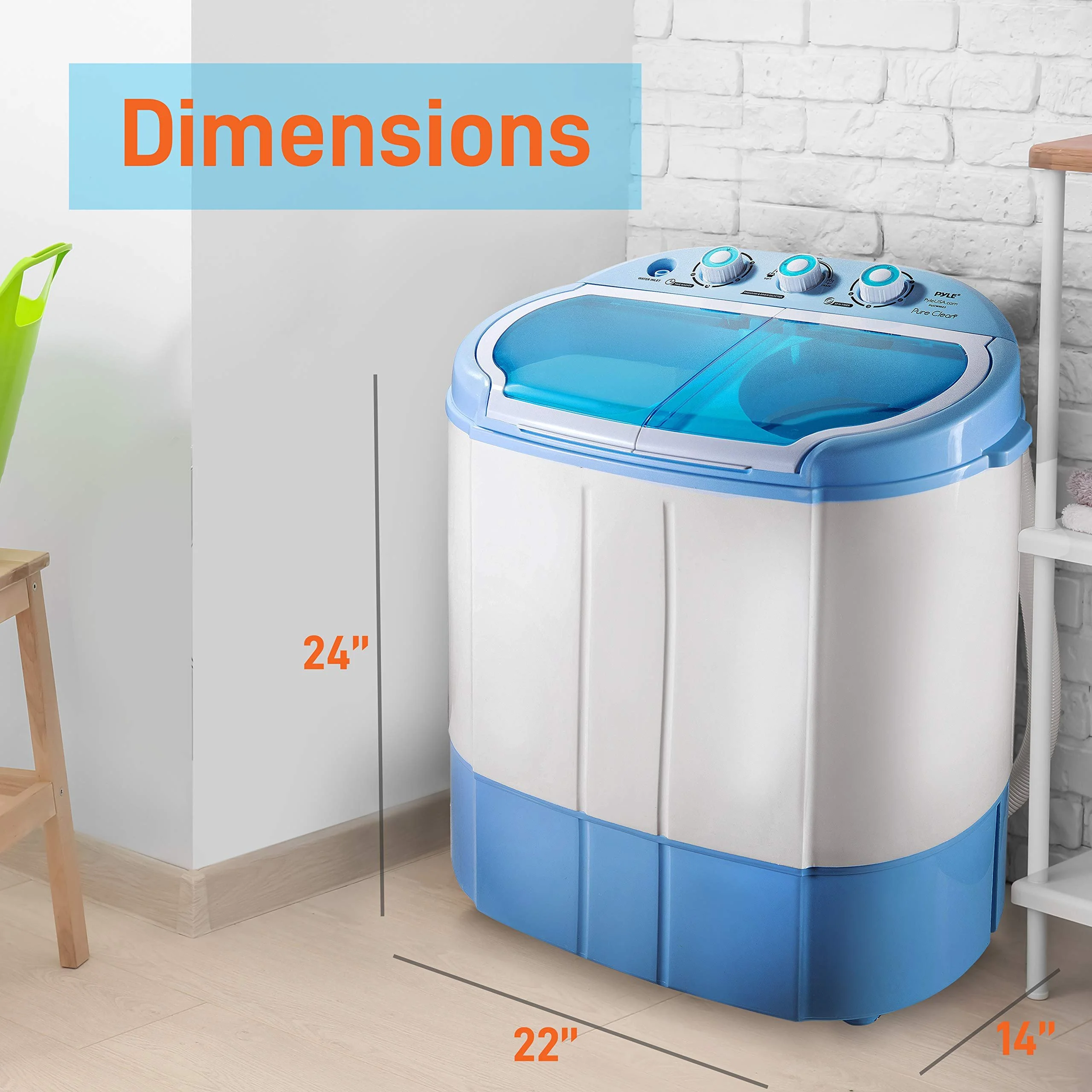 Pyle 2-in-1 Portable Compact Top Load Washing Machine with Spin Dryer