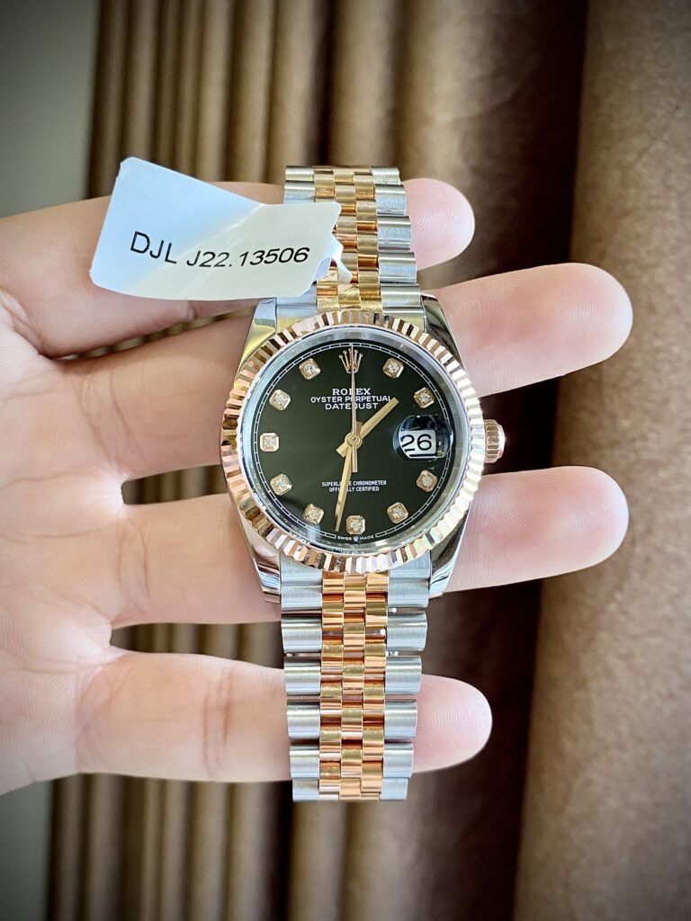 Rolex Replica Watches DateJust Black Dial Gold Wrapped GM Factory 36mm - Elite Watch Atelier