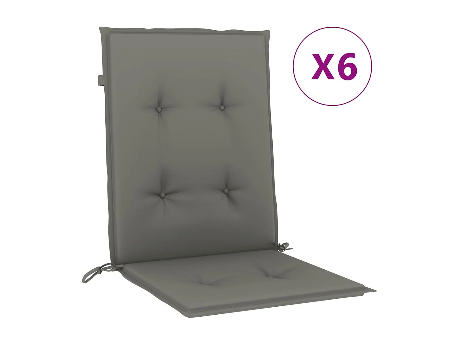 Coussins de chaise à dossier bas lot de 6 gris foncé mélangé