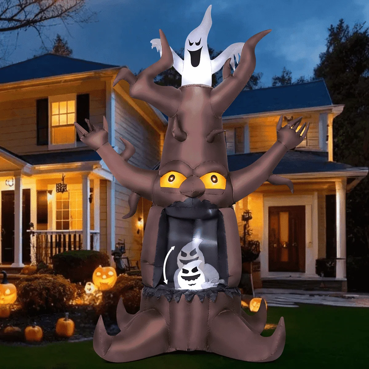 GOOSH Halloween Inflatables 9 FT Animated Halloween Tree Inflatables with Built-in LED lights, Scary Spooky Tree Inflatable with White Ghost, Outdoor Halloween Decorations for Halloween Holiday Party - Image 4 GOOSH Halloween Inflatables 9 FT Animated Halloween Tree Inflatables with Built-in LED lights, Scary Spooky Tree Inflatable with White Ghost, Outdoor Halloween Decorations for Halloween Holiday Party - Image 4