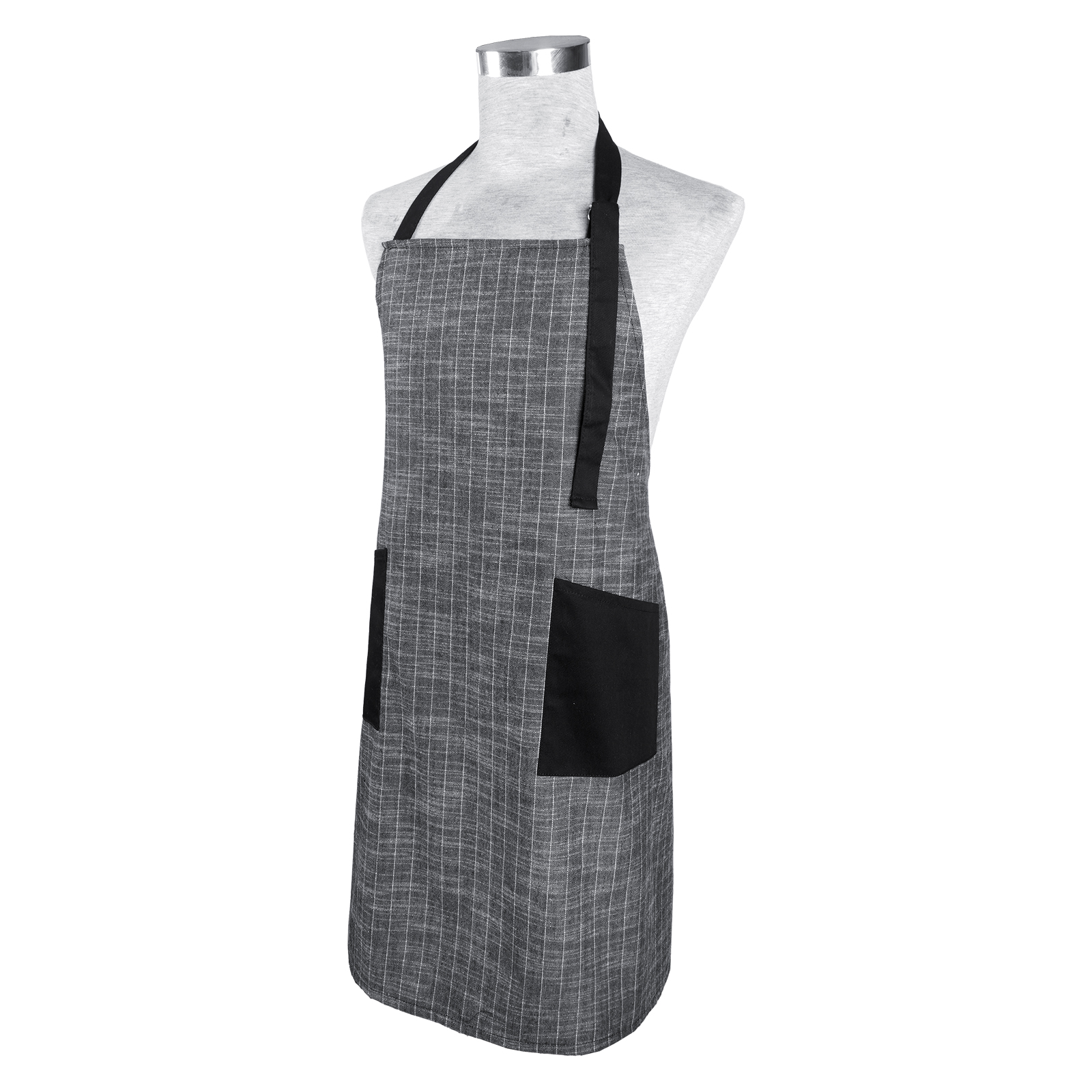 Cotton Linen Reusable Washable Server Kitchen Logo Short Body Half Aprons Custom 3 Pocket Waiter Beige Waist Apron