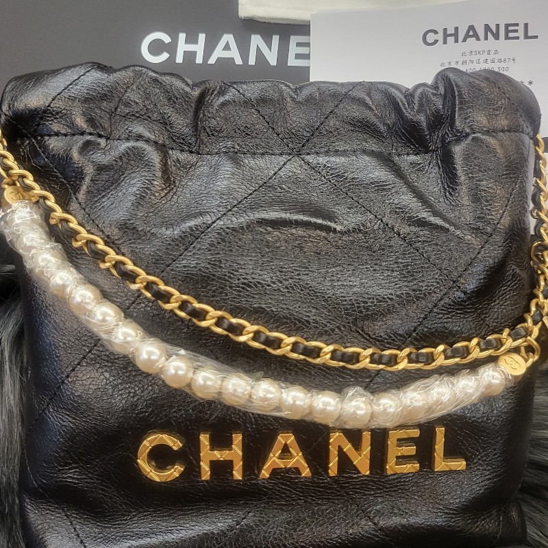 CHANEL Mini 23S Shiny Calfskin with Pearl Handbag AS39801:1High-quality replica