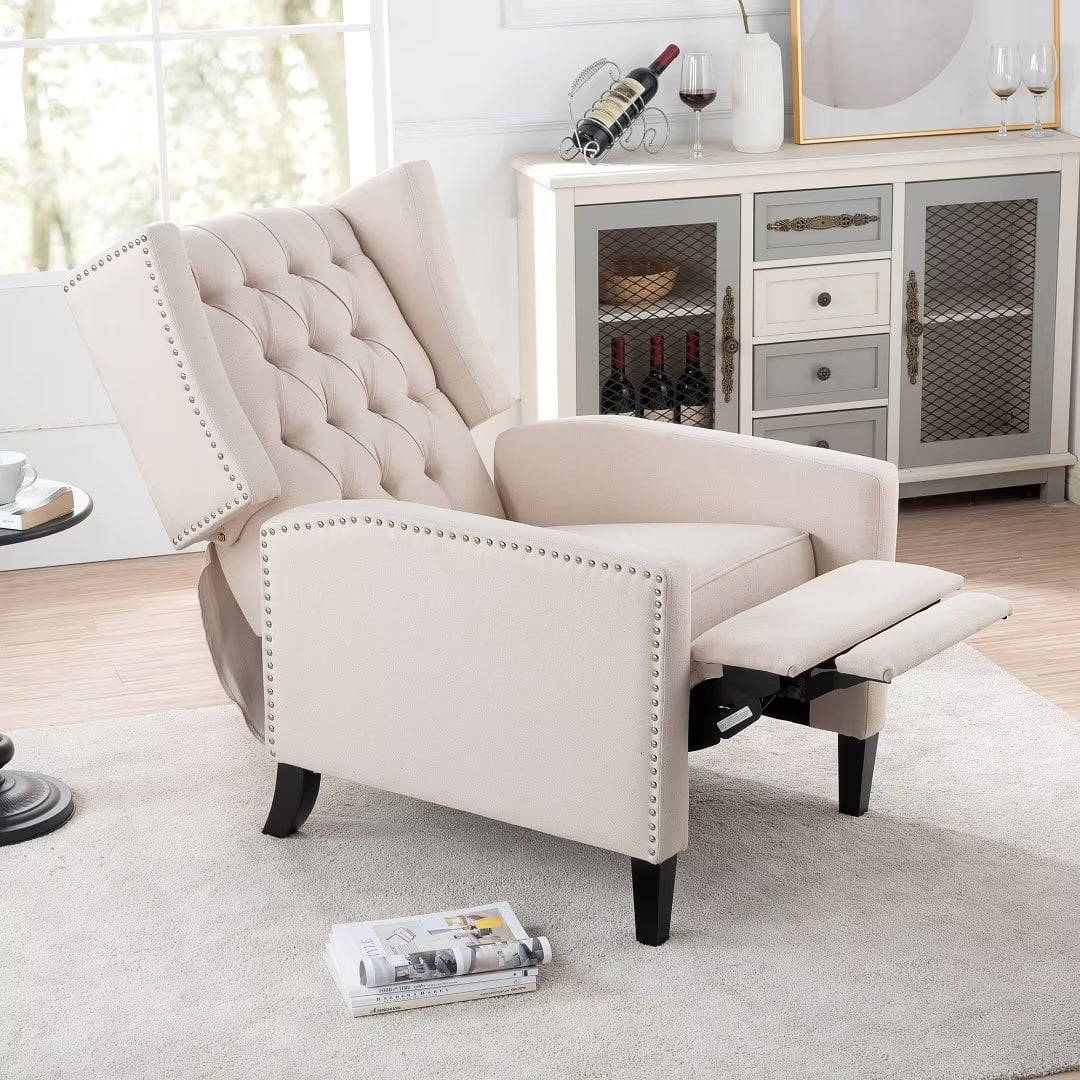 Recliner Chair, Living Room Chairs with Arms, Adjustable Single Reclining Sofa, Home Theater Seating Arm Chair with Thick Padded Seat, Footrest, Lounge Chair for Bedroom, Blue - Image 12