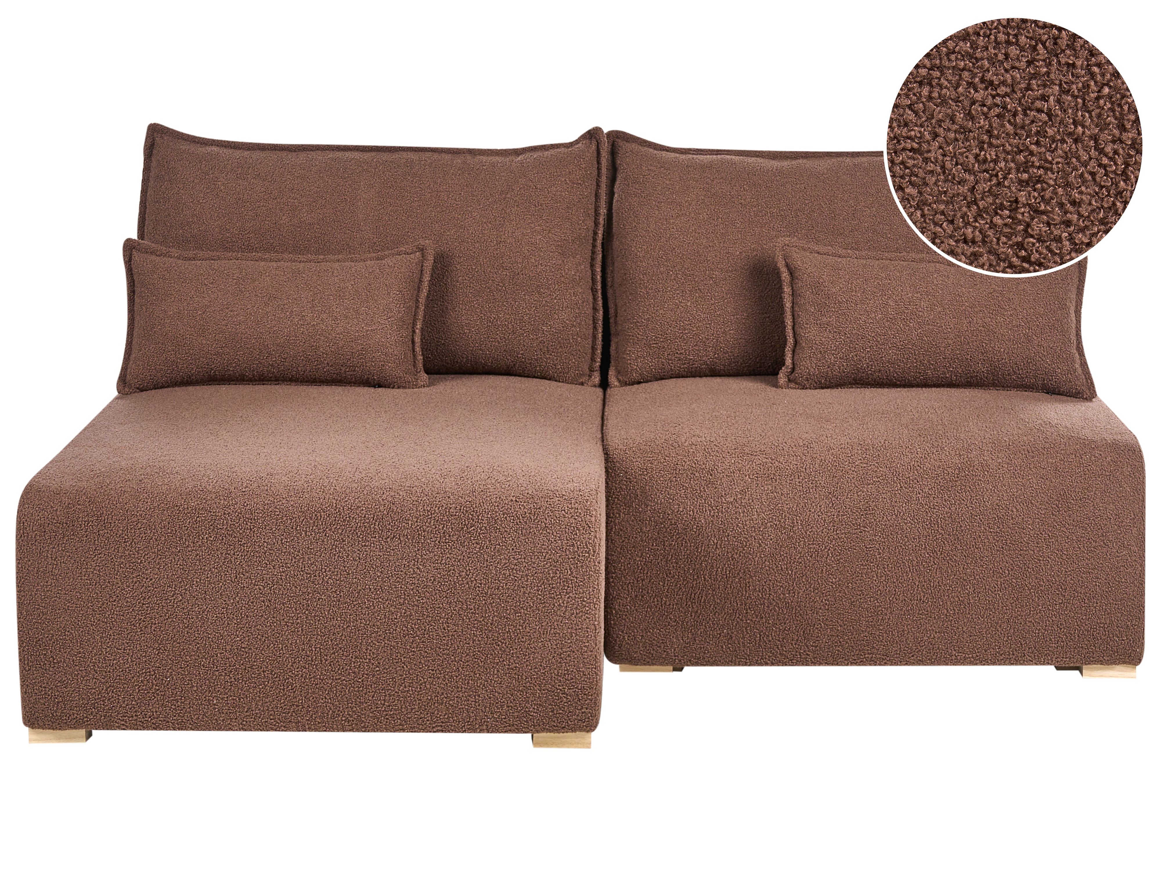 Modular Corner Sofa NERBO Boucle Brown Right Hand