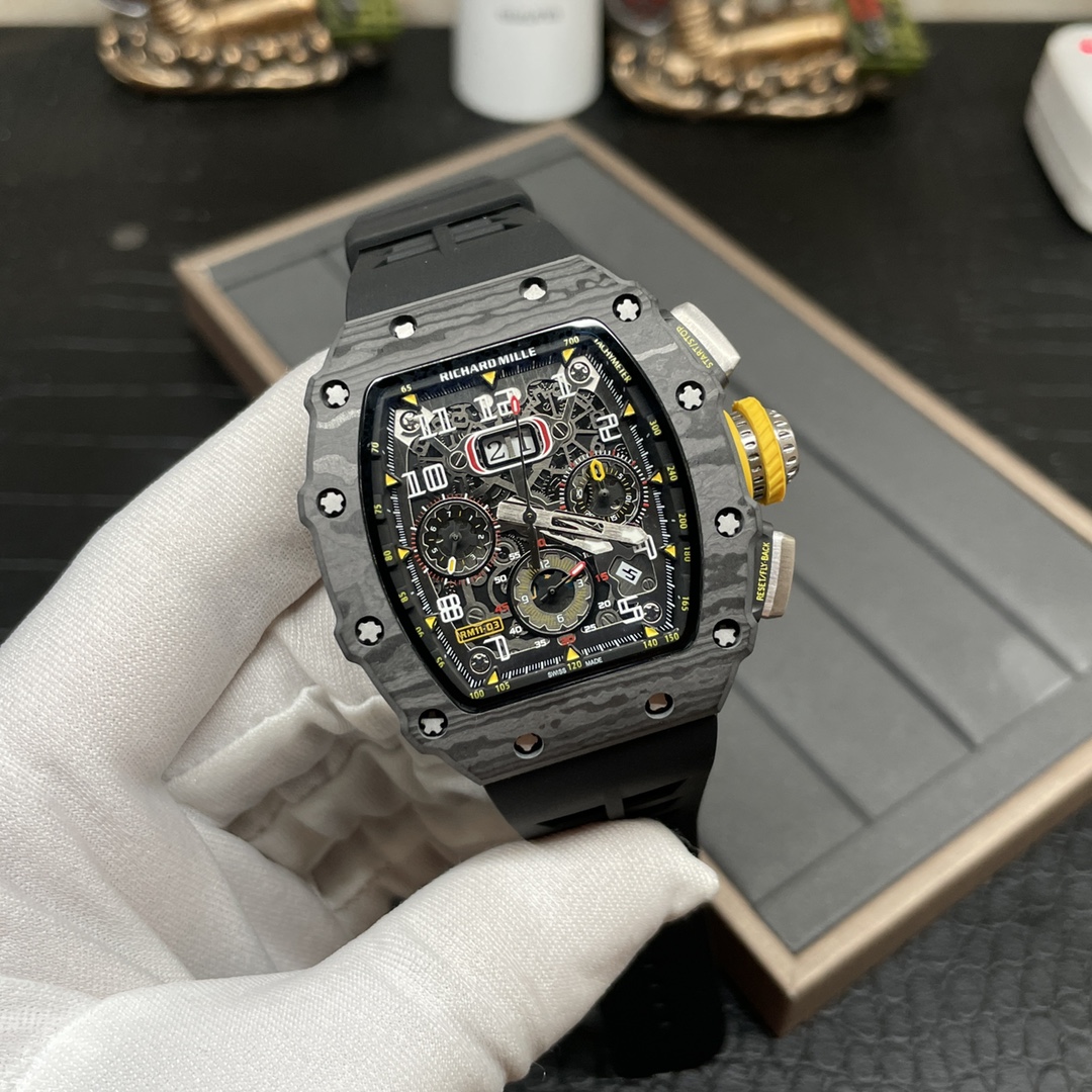 Best Richard Mille RM 11-03 Replica Watch For Men �C Swiss Movement, Skeleton Dial, Carbon Fiber Case - Top club