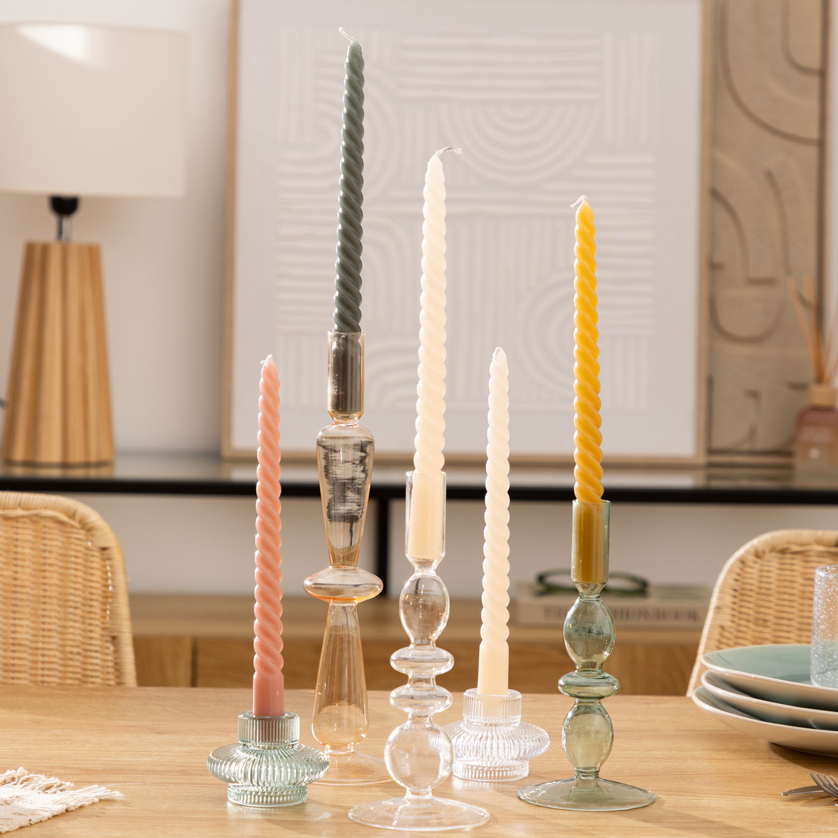 Candle stick "Twist Many" Ivory, 180g