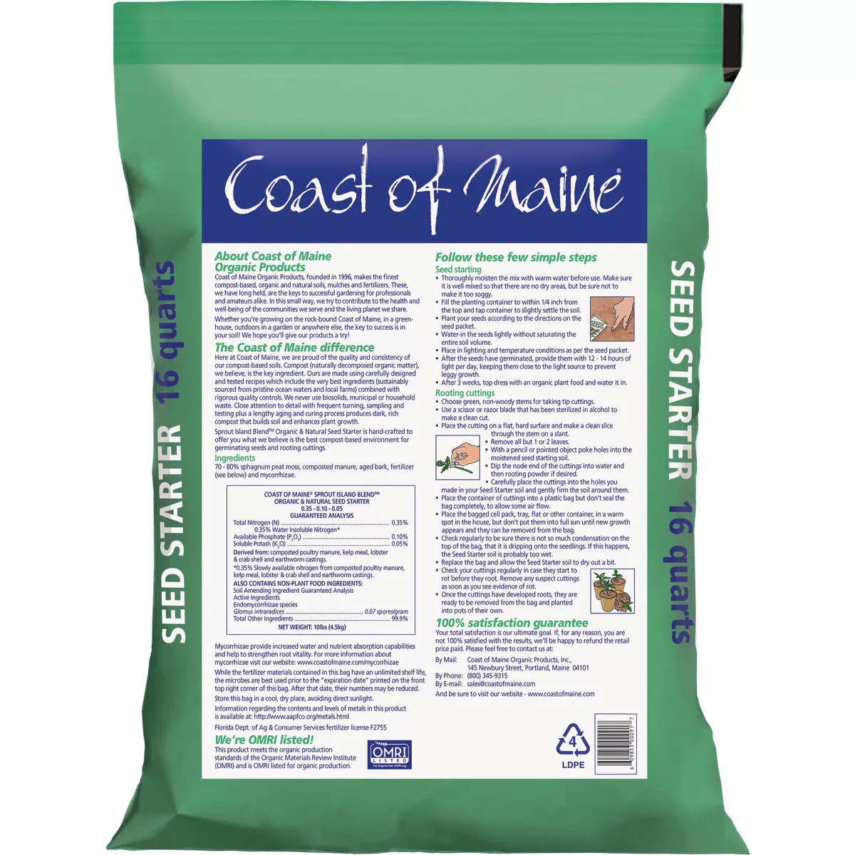 Coast of Maine Sprout Island Blend 16 Qt. 14 Lb. Organic Seed Starter