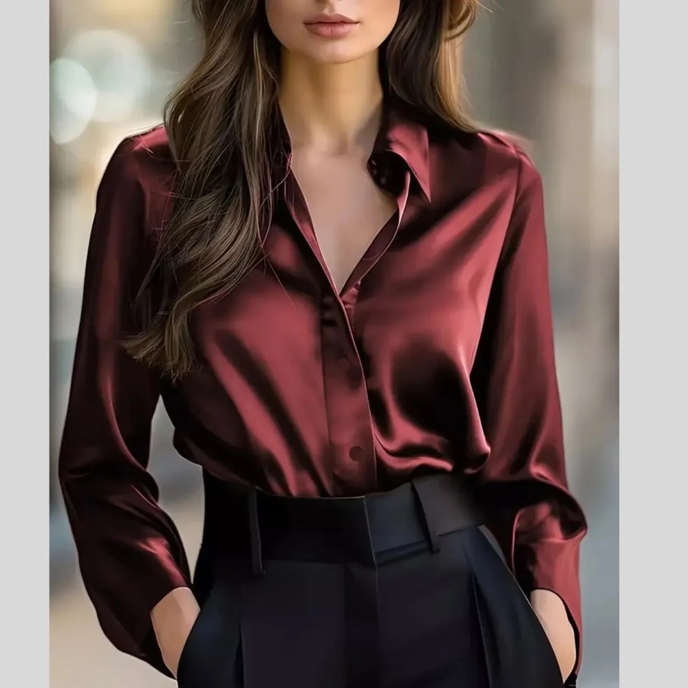 Button Down Collared Neck Long Sleeve Shirt - ZKZOOK