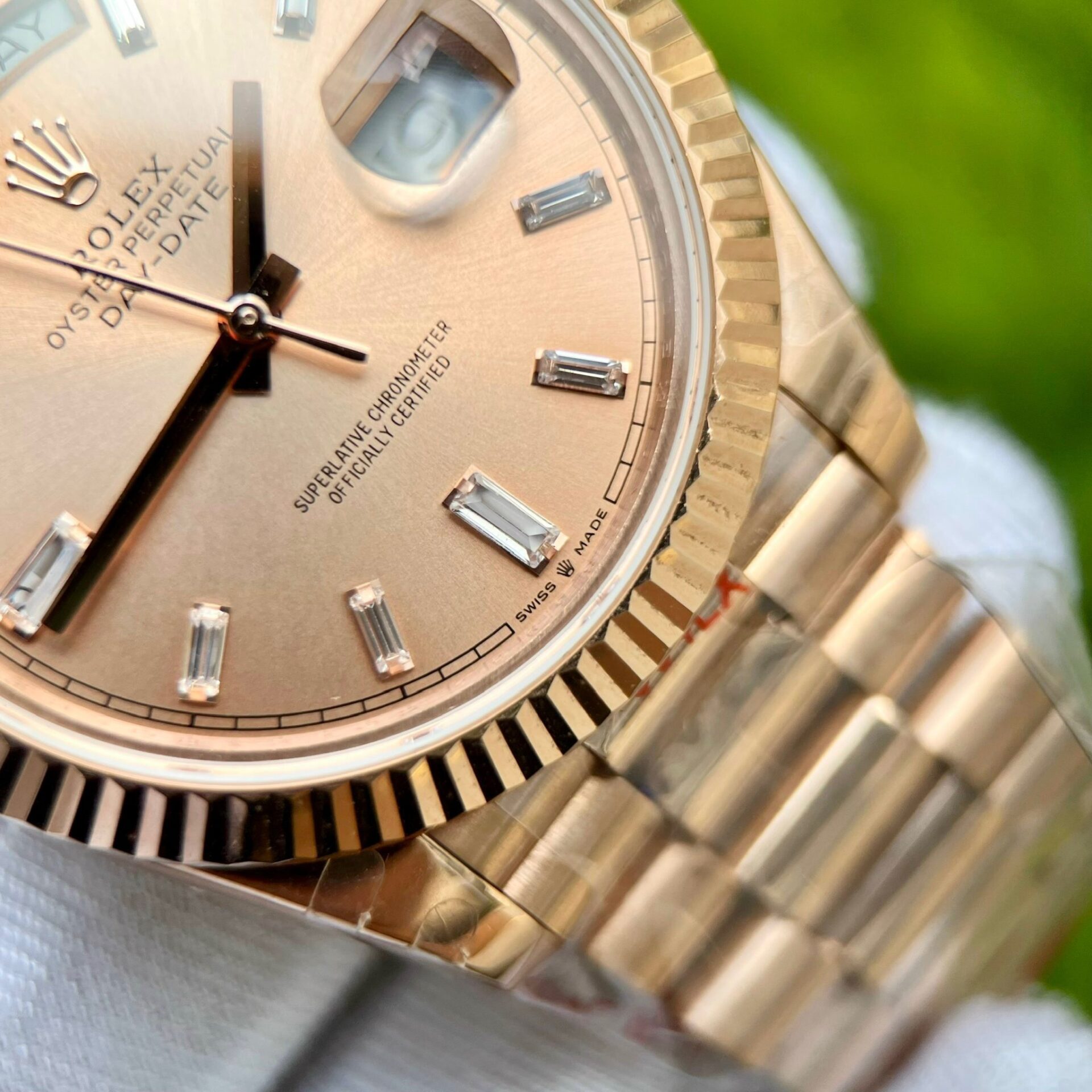Rolex Day-Date 228235 Pink Dial Stone With Number GM Factory 40mm - Top club