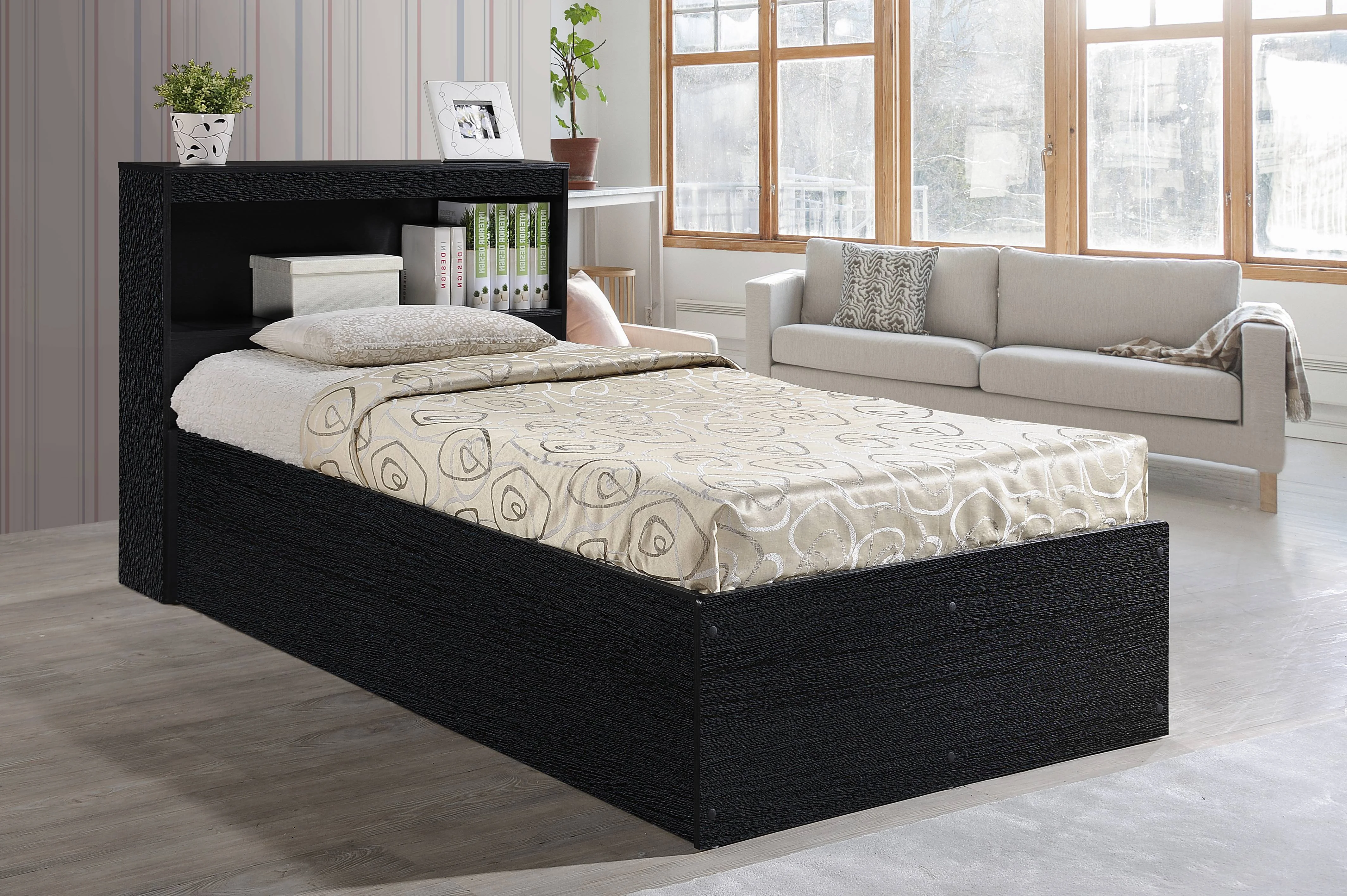 Hodedah Twin-Size Captain Bed with 3-Drawers and Headboard in White - Image 31
