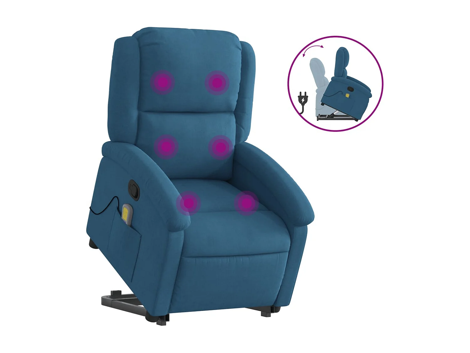 Fauteuil inclinable-Chaise de relax-Fauteuil de Massage Bleu Velours SHL4929