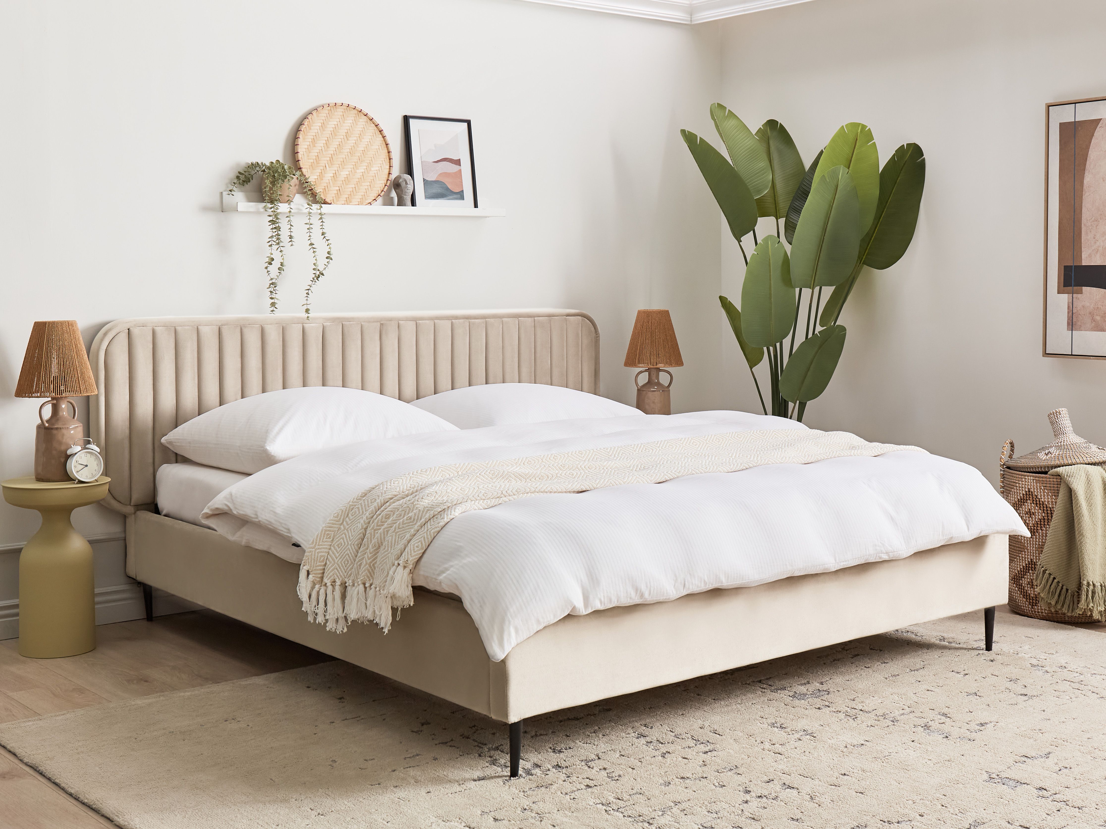 Bed Velvet BRIN 180 x 200 cm (EU Super King) Taupe