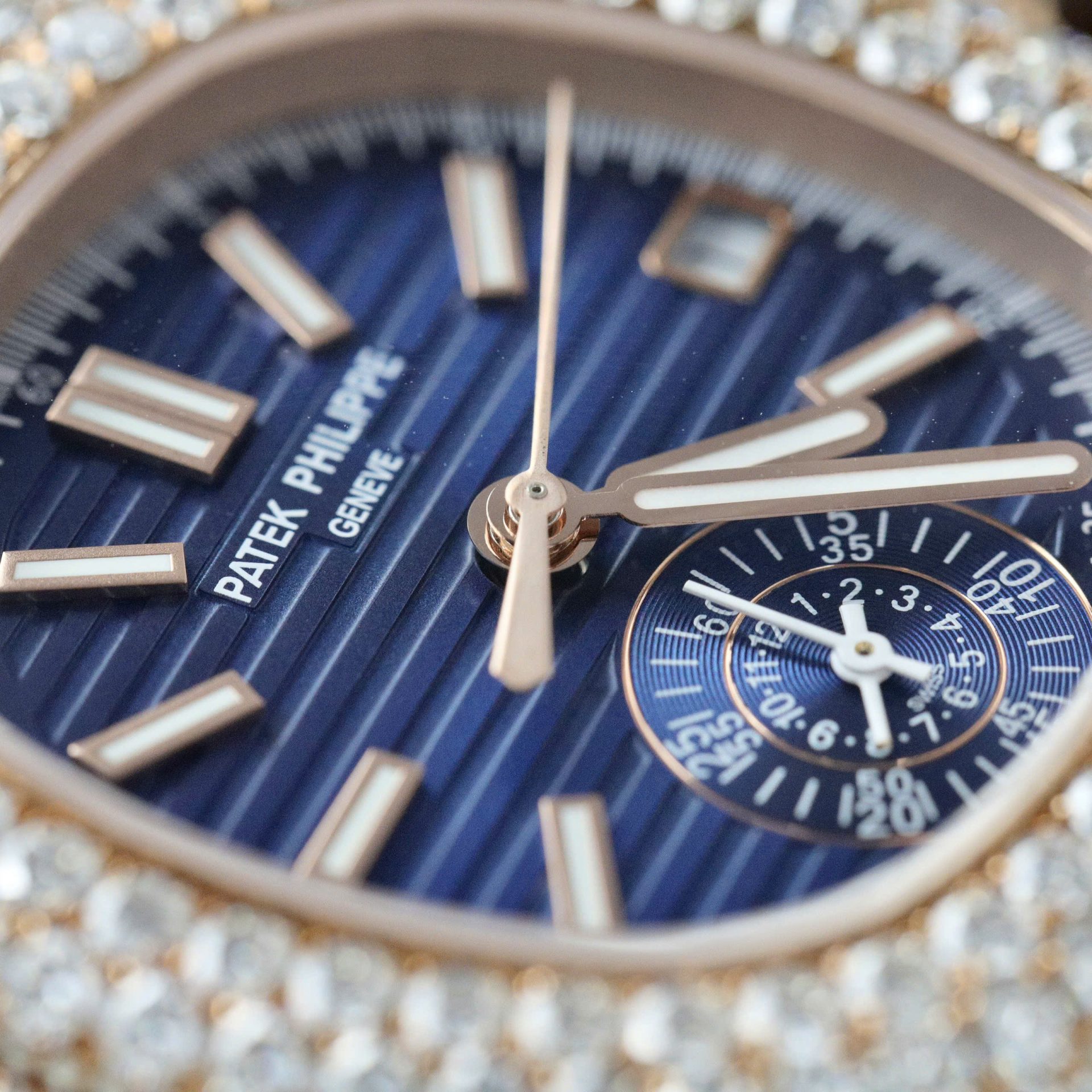 Patek Philippe Nautilus 5980 Replica Watch 18K Gold Wrapped + Diamonds Moissanite Custom 40.5mm - Top club