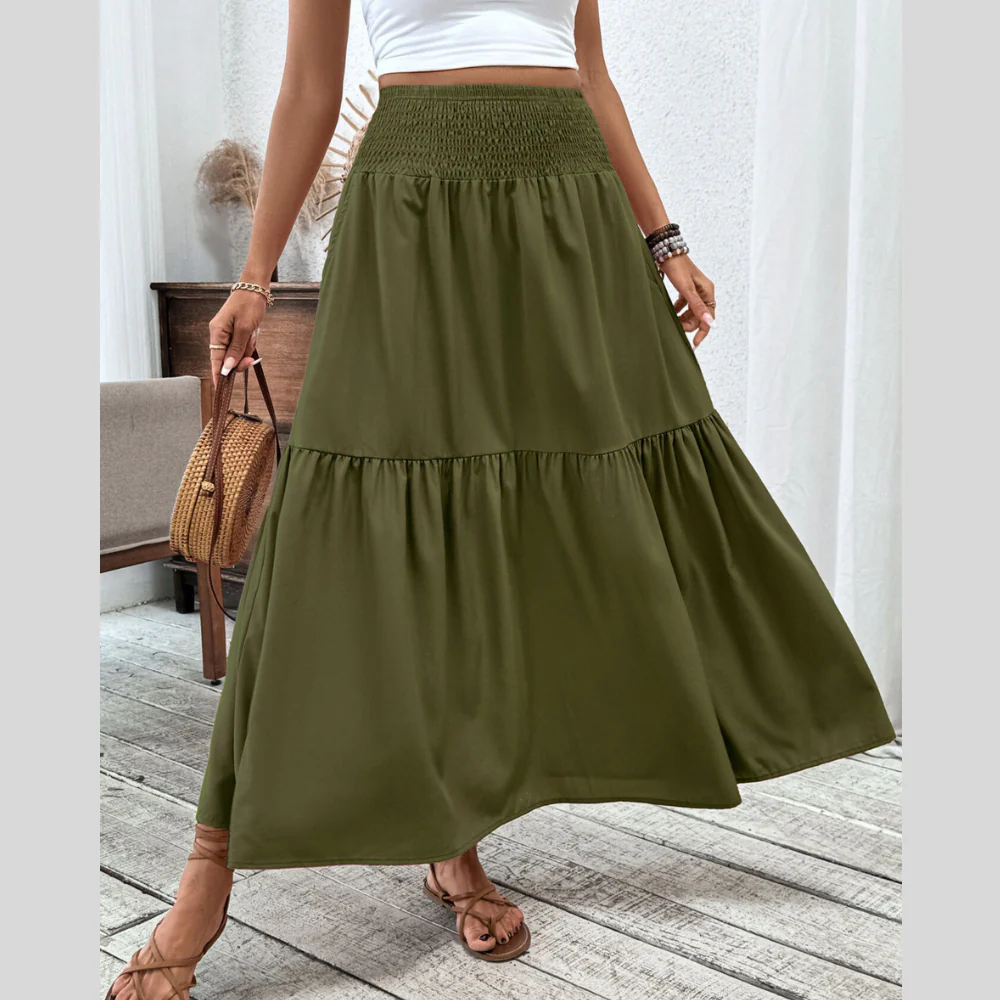 Smocked Waist Tiered Skirt - ZKZOOK