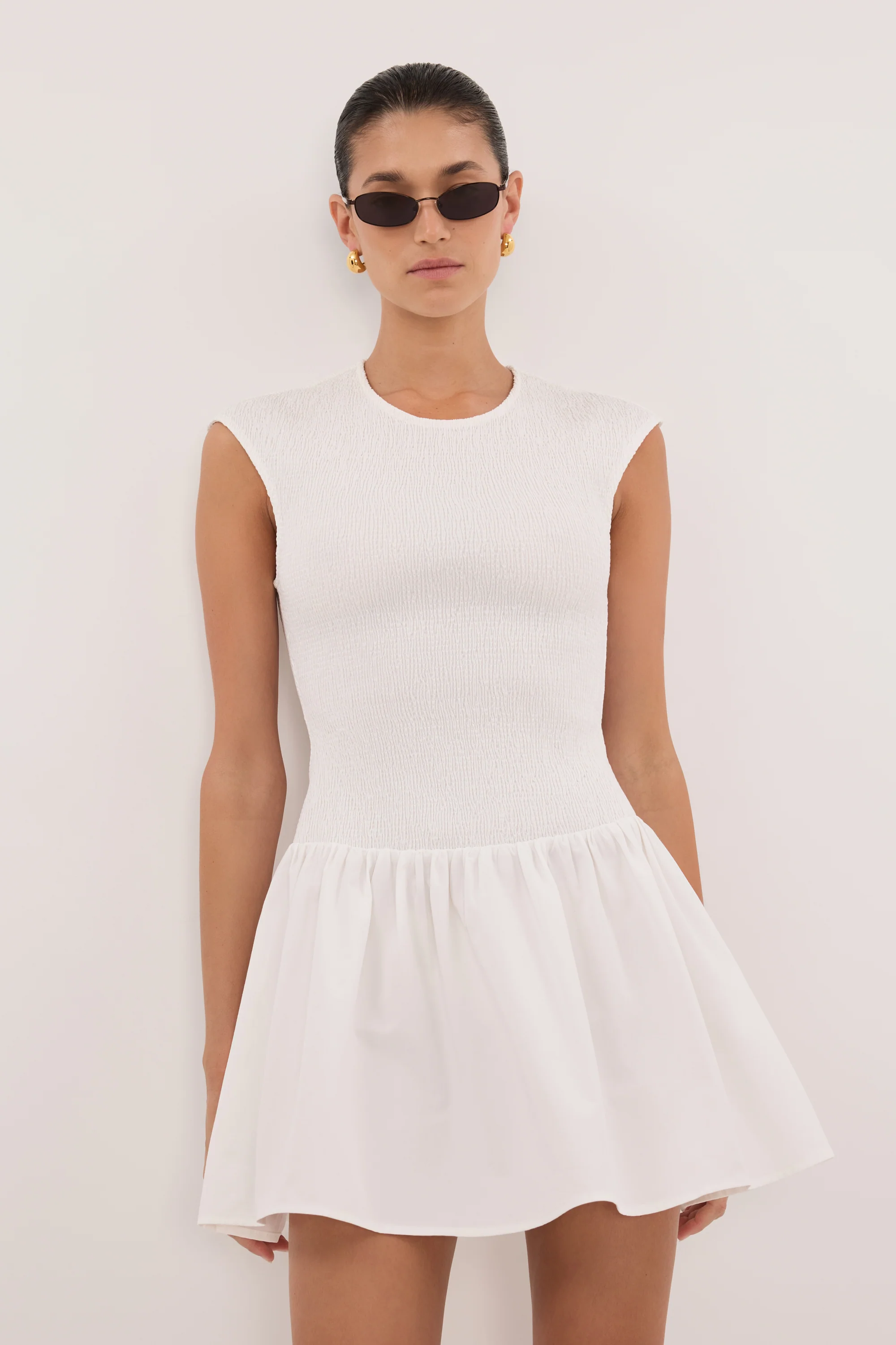 RUBI WHITE COTTON MINI DRESS
