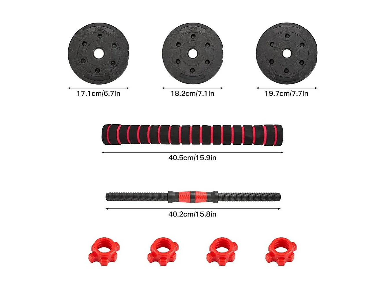 Ensemble d'haltères et de barres réglables de 20 kg, unisexe
