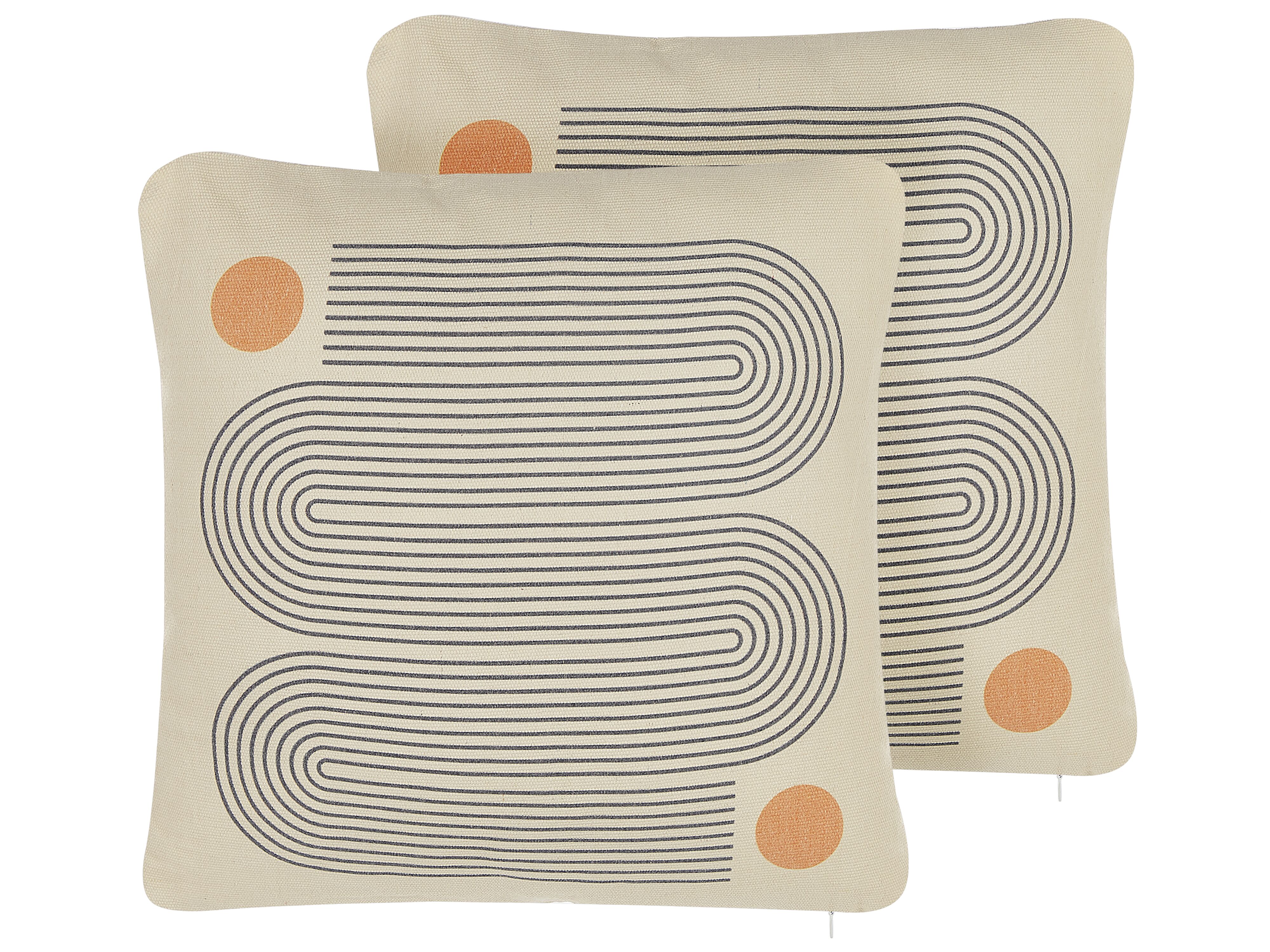 Set of 2 Decorative Cushions CALIBRACHOA 45 x 45 cm White Geometric Pattern