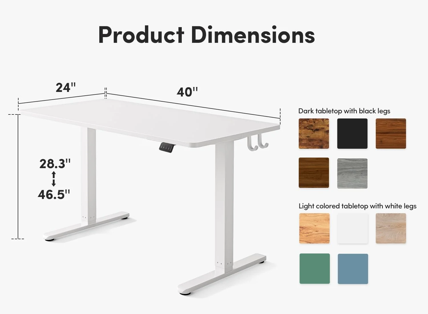FEZIBO Electric Standing Desk, Height Adjustable Stand up Desk, 40 x 24 Inches Sit Stand Home Office Desk, Computer Desk, White