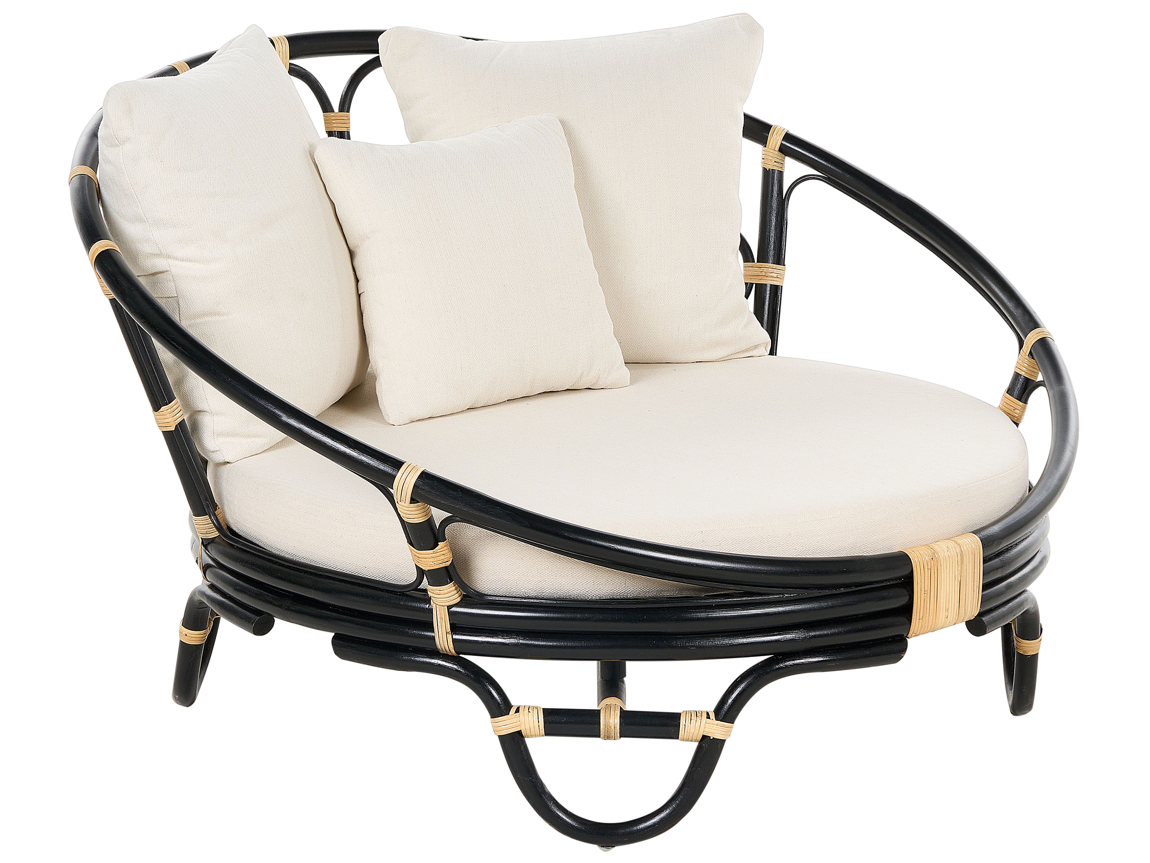 Garden Daybed ROSSANO Rattan Black