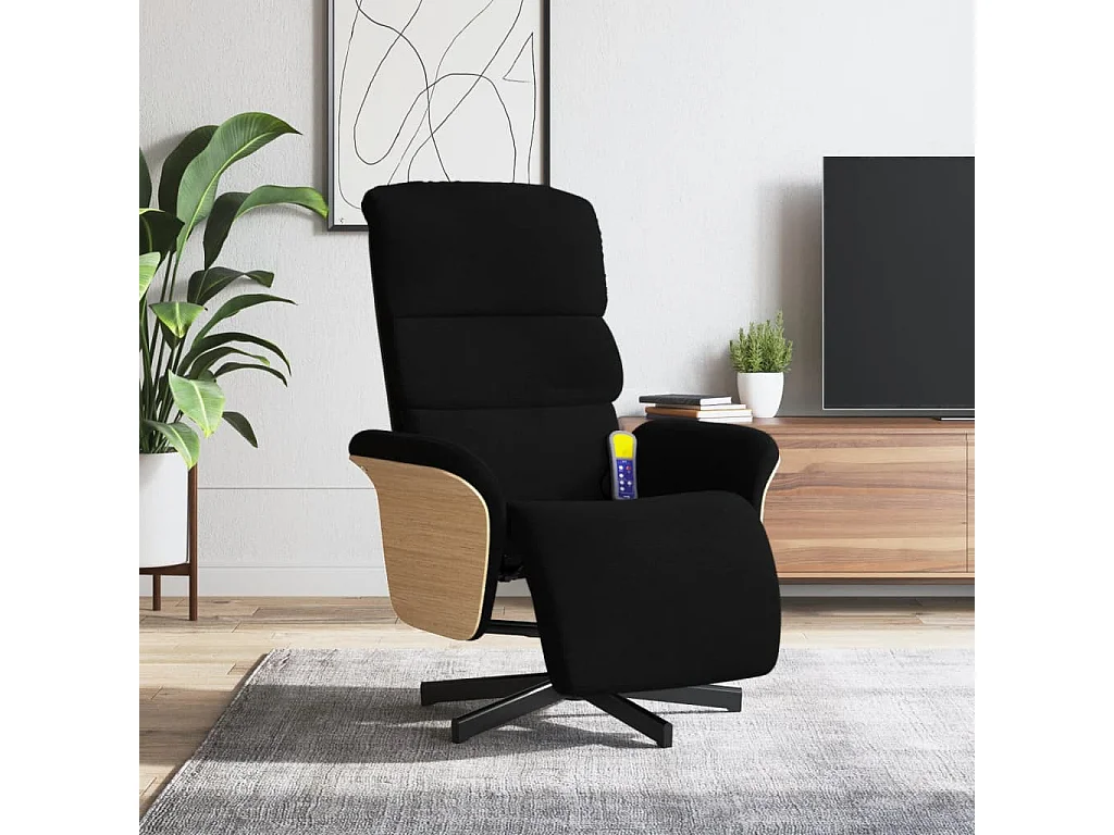 Fauteuil inclinable-Fauteuil salon de massage avec repose-pieds noir tissu SHL5341