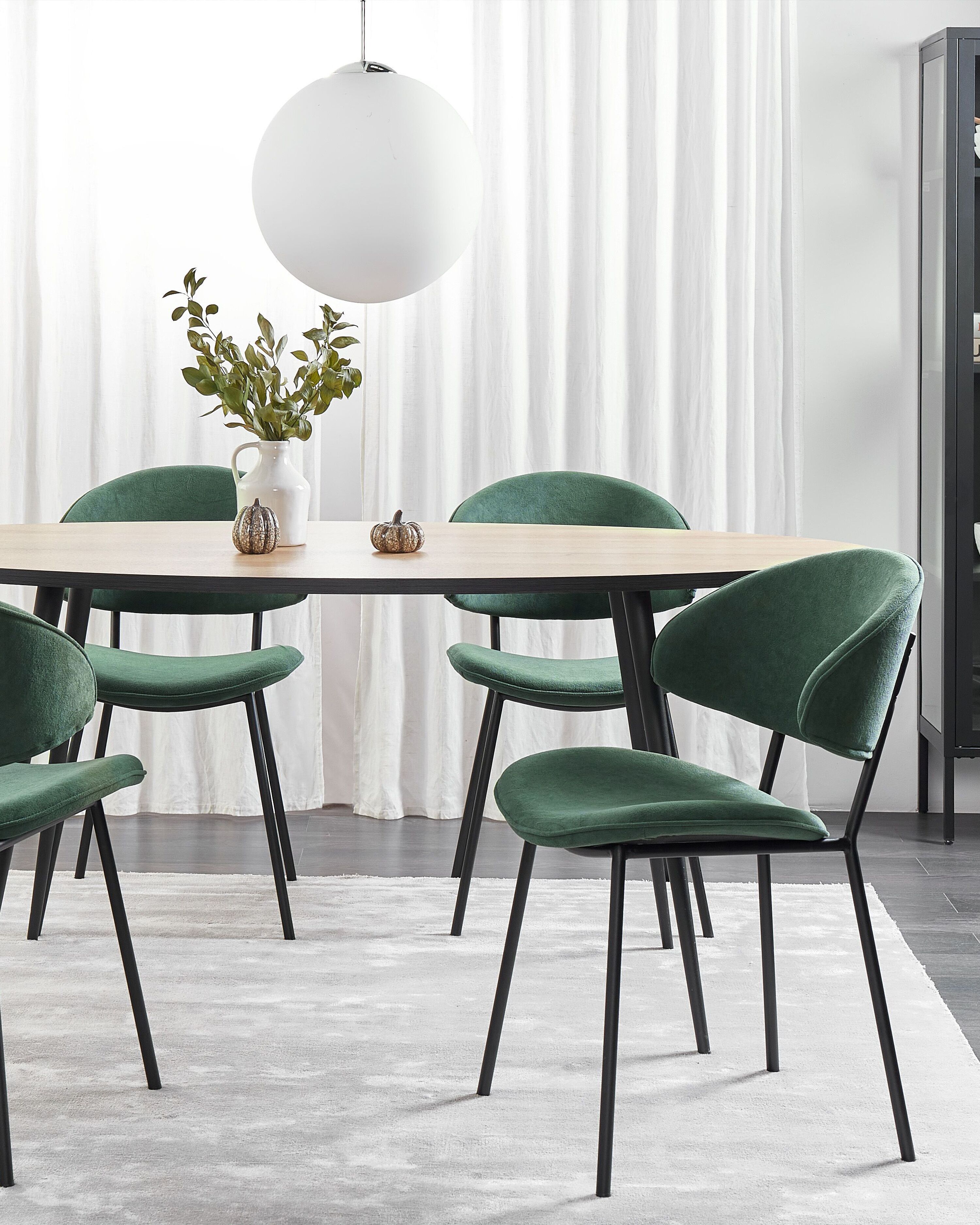 Set of 2 Dining Chairs KIANA Fabric Dark Green
