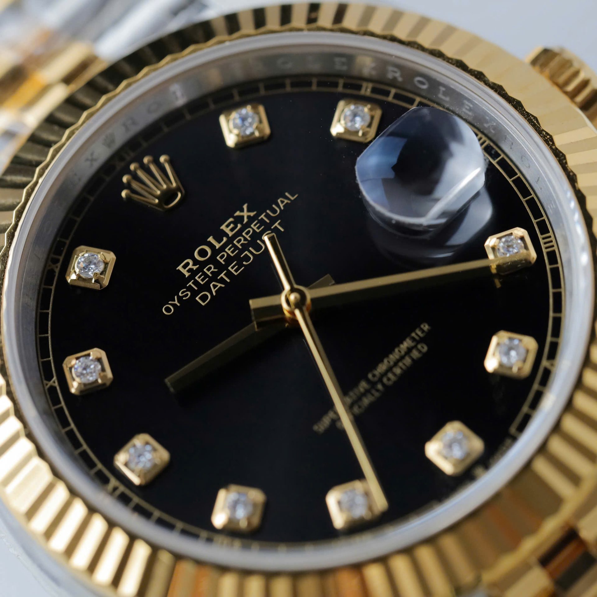 Rolex DateJust Replica Watches Black Dial Moissanite Diamonds Clean Factory 41mm - Elite Watch Atelier