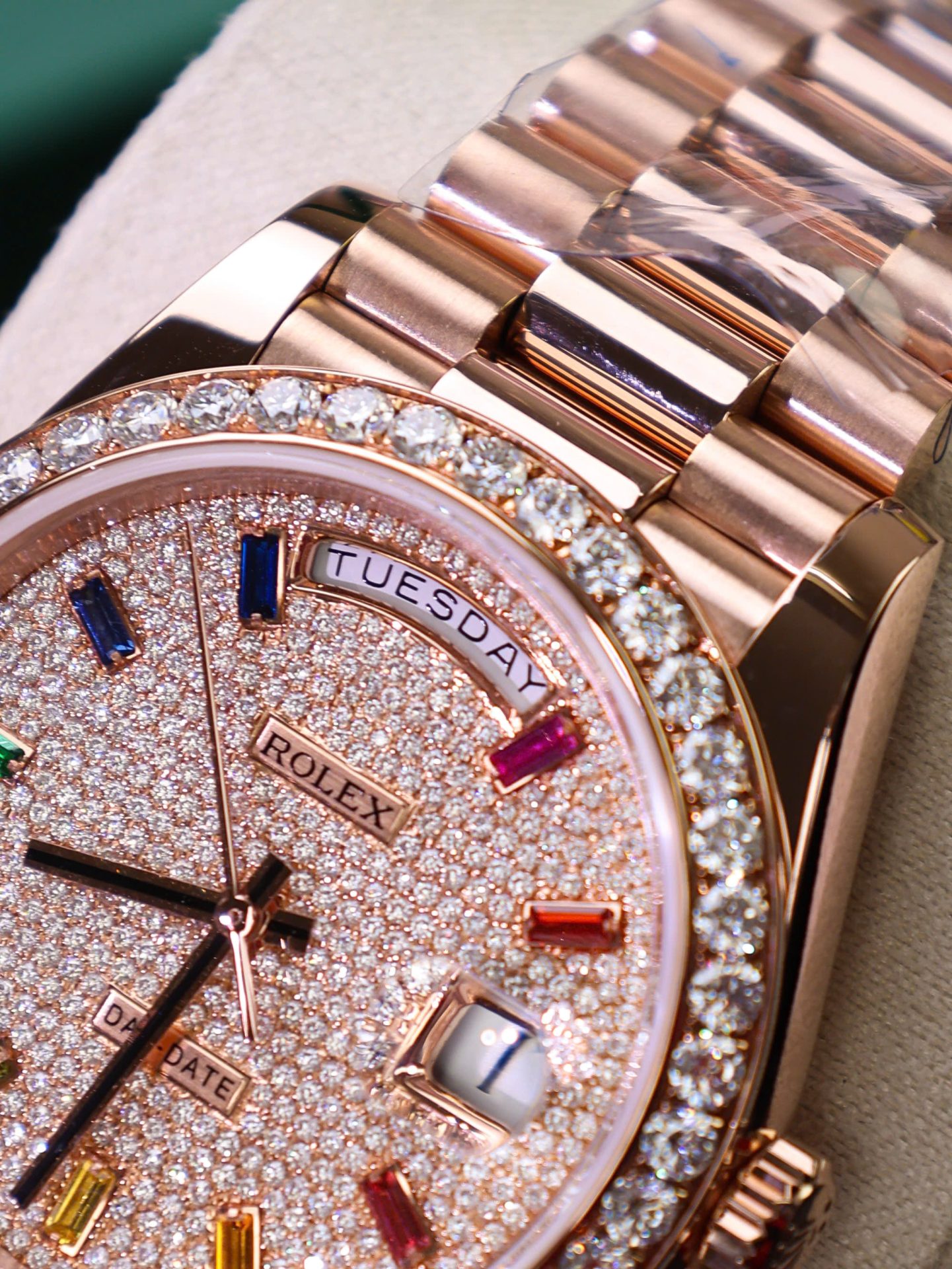 Rolex Day-Date Copies Watches Moissanite Diamonds + 18K Gold Wrapped Custom GM Factory 40mm - Elite Watch Atelier