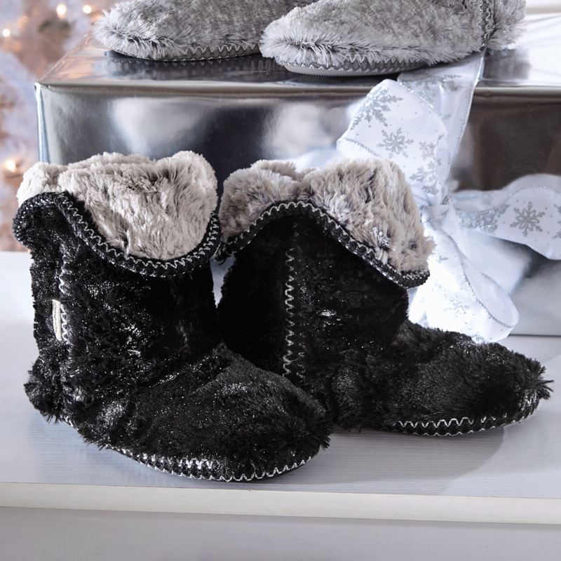 Dearfoams Beth Furry Bootie - MIDNIGHT VELVET CATALOG