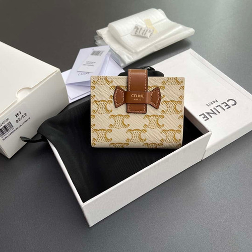 CELINE TRIOMPHE logo printed short trifold wallet celine replica wallet