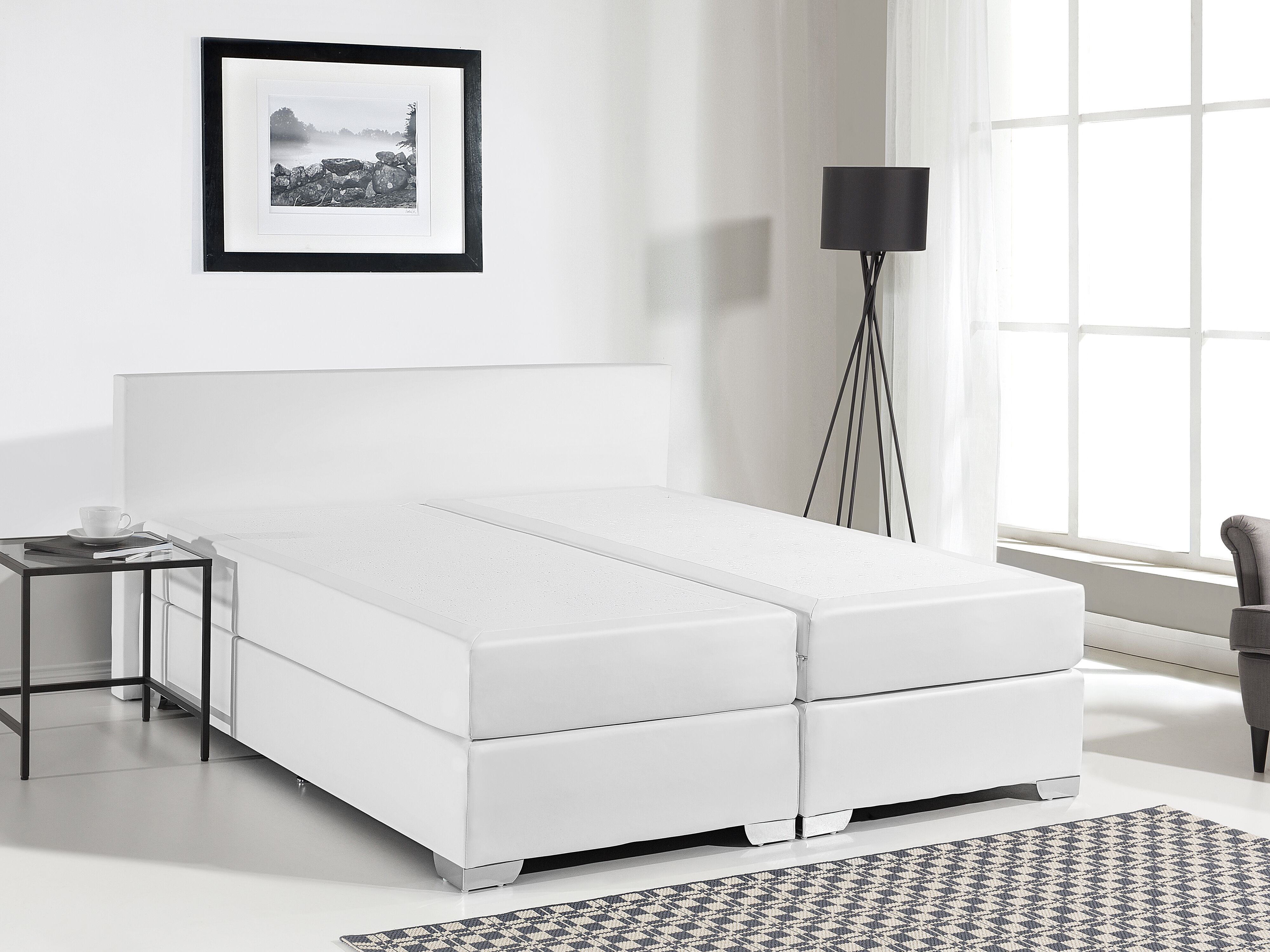 Divan Bed Faux Leather PRESIDENT 140 x 200 cm (EU Double) White