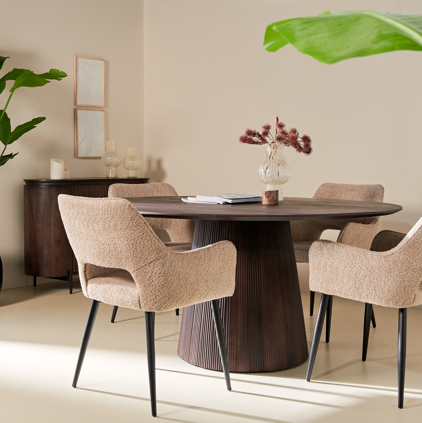 Blokker Grand Eettafel Donkerbruin Mangohout - Ø 120 cm