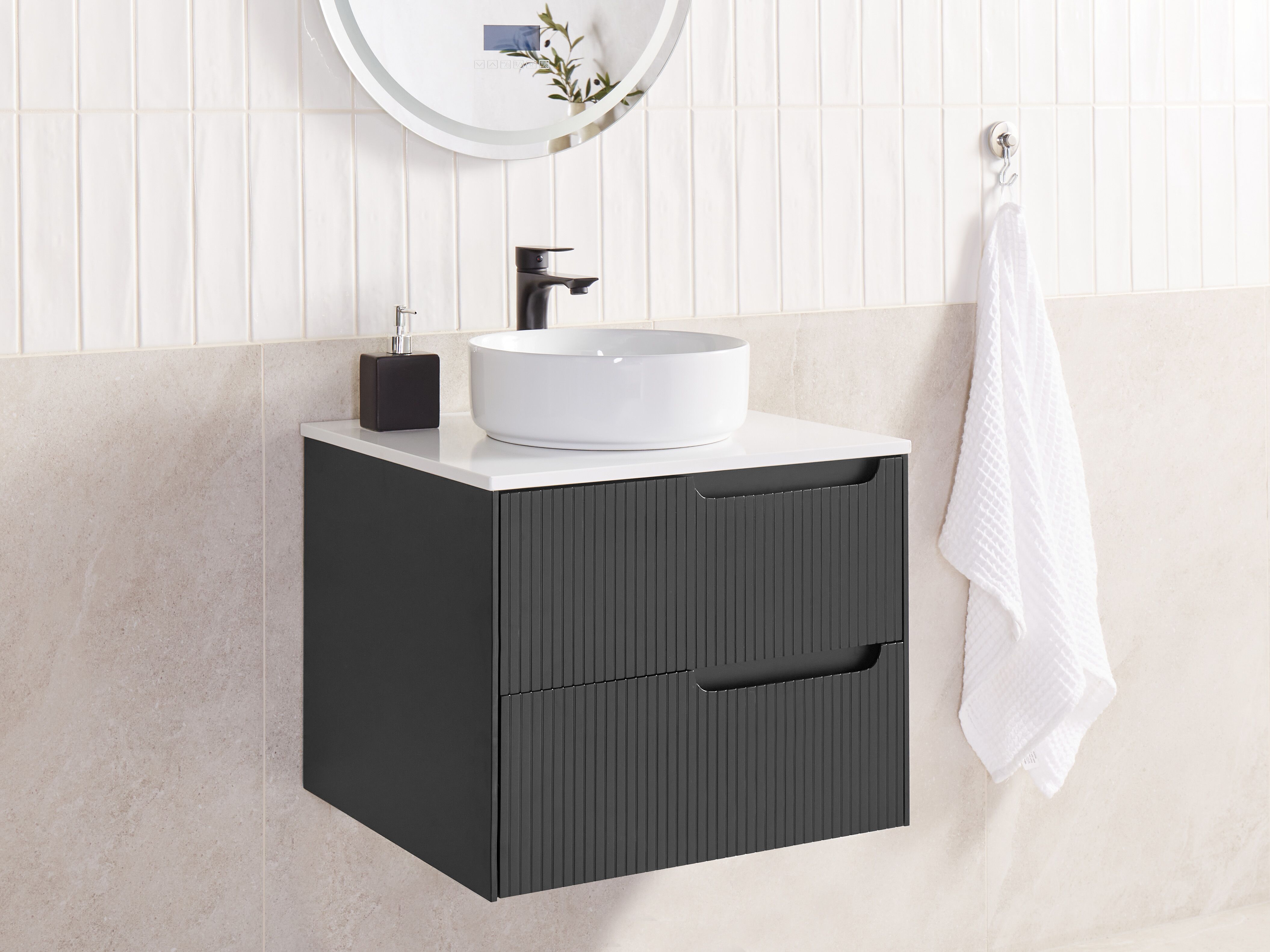 Wall Mounted Vanity Unit QUINTELA 60 cm Black