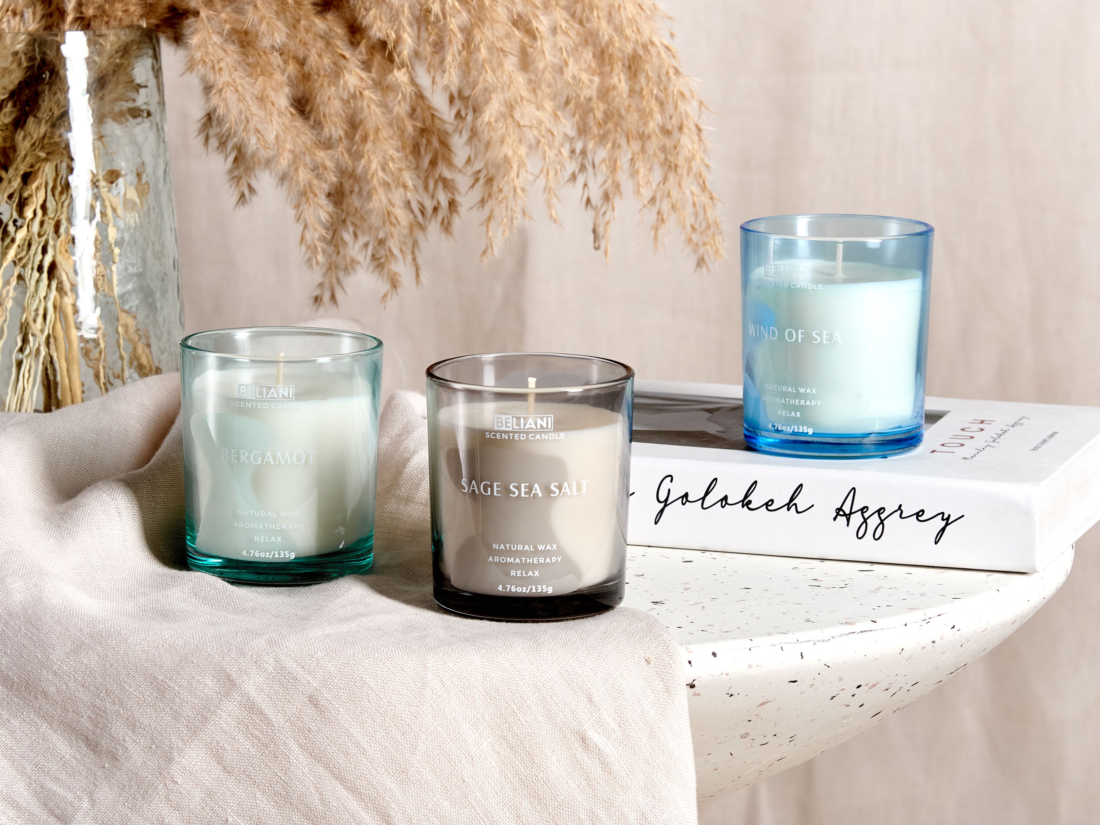 Set of 3 Scented Candles SHEER JOY Soy Wax Fresh Notes