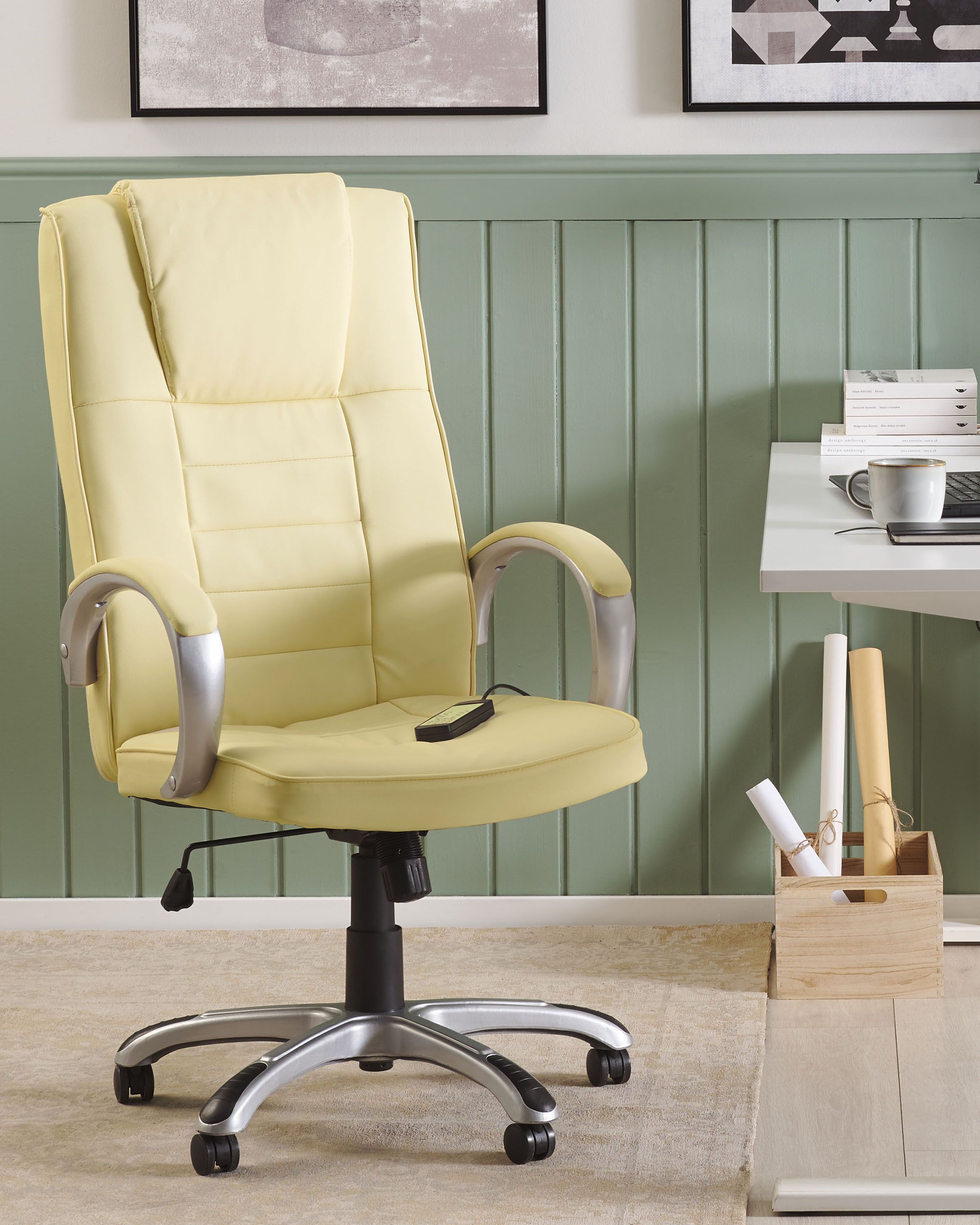 Massage Chair with Heating GRANDEUR Faux Leather Beige