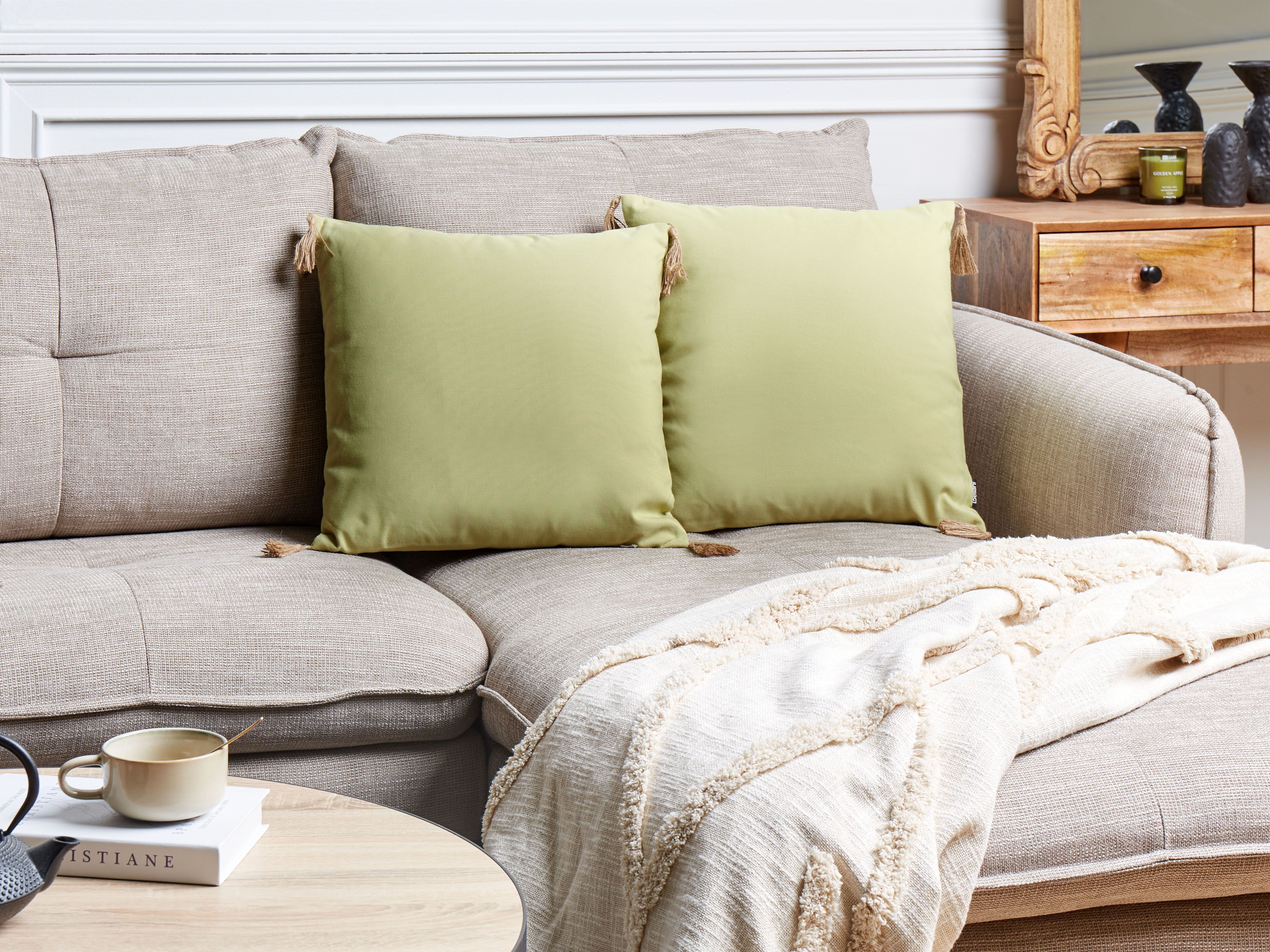 Set of 2 Decorative Cushions CHMISTAR 45 x 45 cm Green Solid