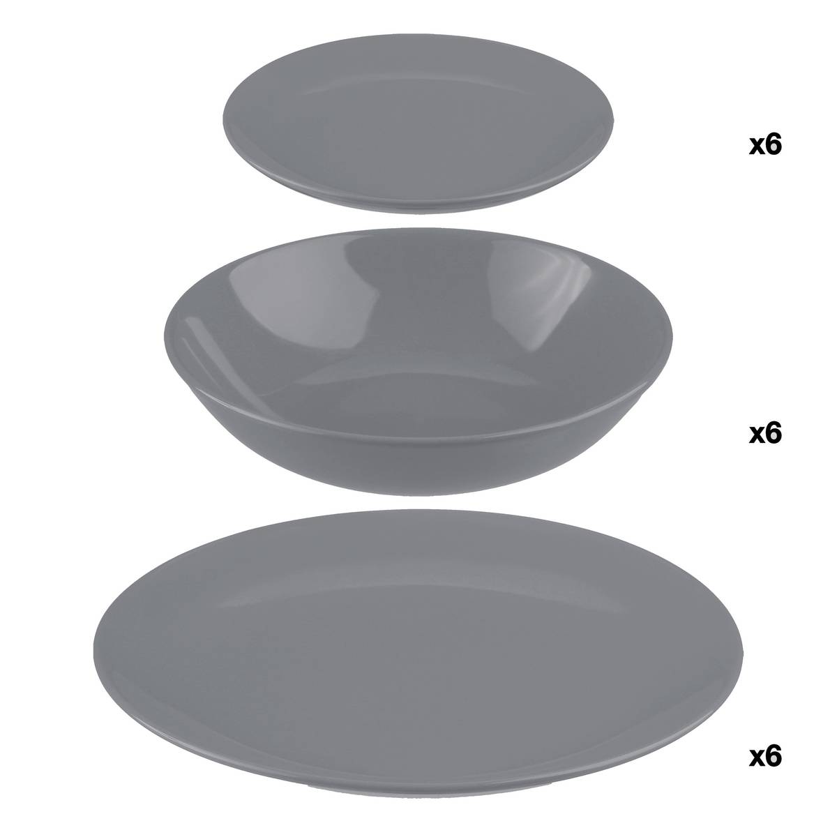 Dinner set "Colorama" 18 pieces, Grey