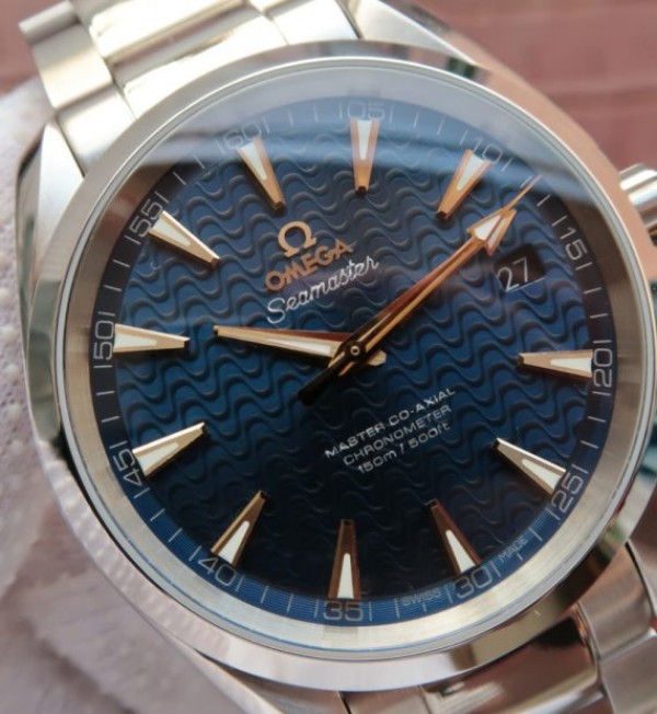 Replica Omega Aqua Terra 150M Blue Wave Textured Dial SS Bracelet A8500 - Top club