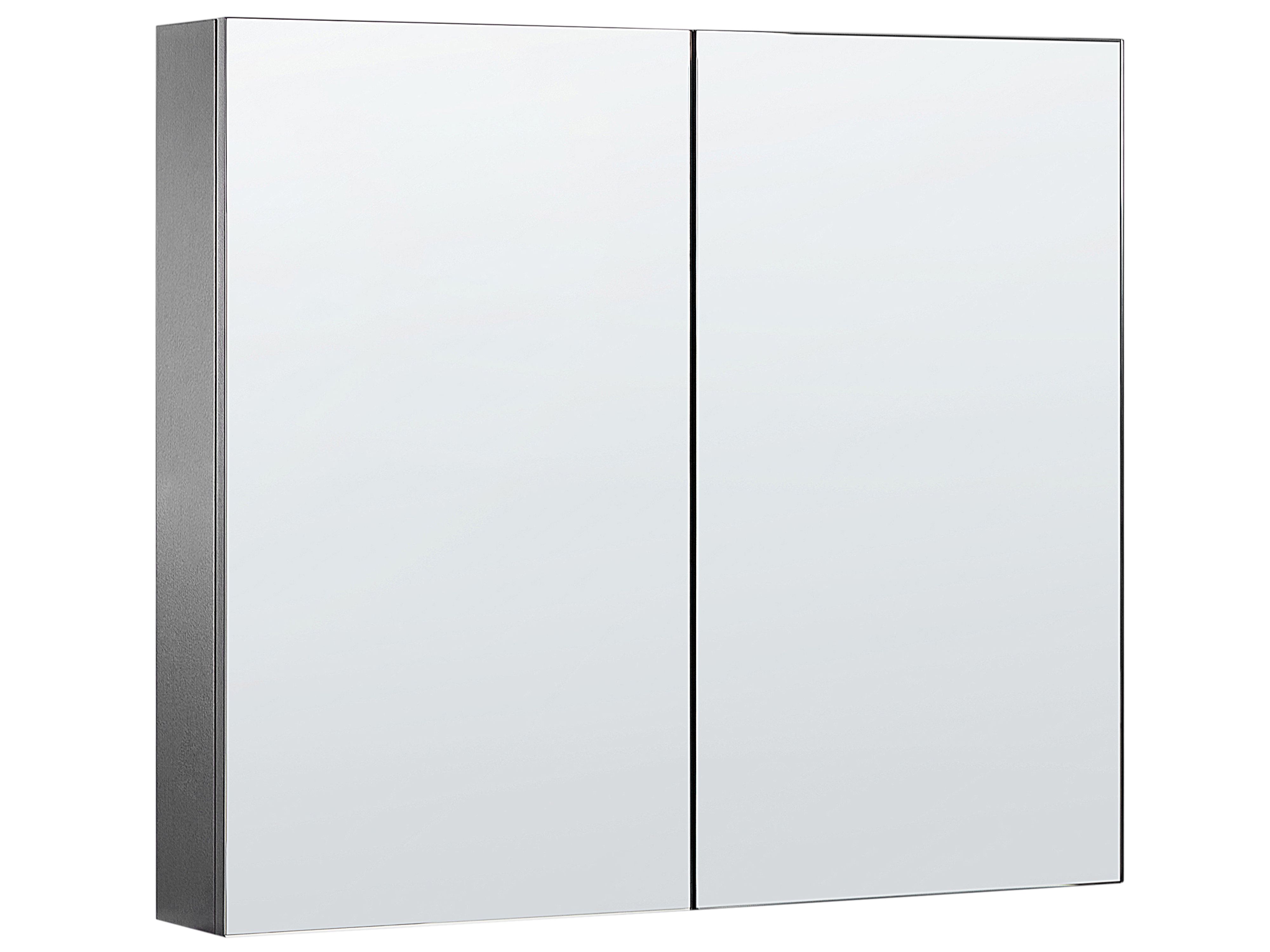Bathroom Wall Mounted Mirror Cabinet NAVARRA 80 cm 70 cm Black