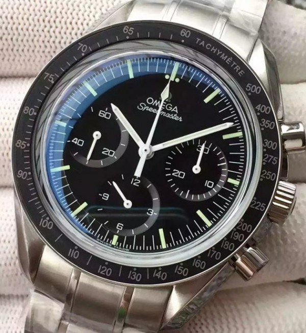 Replica Omega Speedmaster MoonWatch NASA SS Black Dial SS Bracelet Manual Winding - Top club