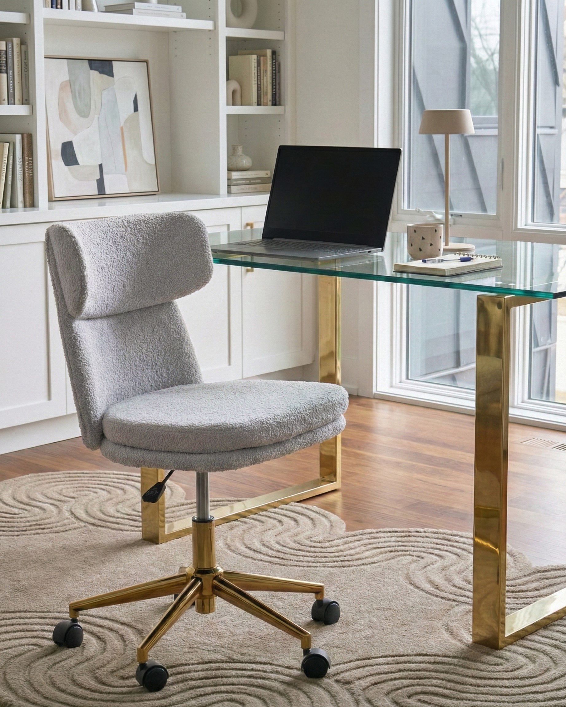 Desk Chair GRANBY Boucle Light Grey