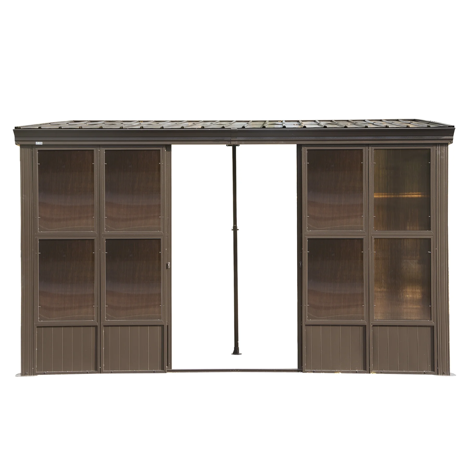 TOTAL Outdoor 10'x12' All-Season Sunroom Gazebo with Steel Roof, PVC Screen, Front & Side Door, Brown - Image 56