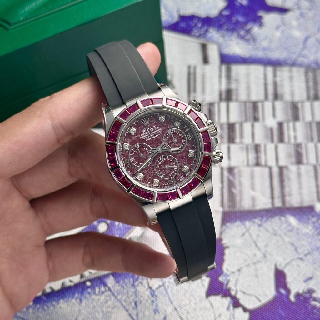 Rolex Best Replica Watch Daytona 116519 Dial Rubellite Rubber Strap 40mm - Elite Watch Atelier