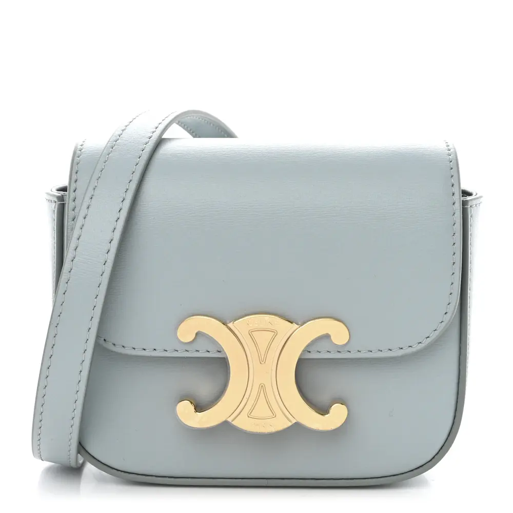 Superfake Handbags—Celine Soft Blue Mini Triomphe with Gold Hardware1:1High-quality replica