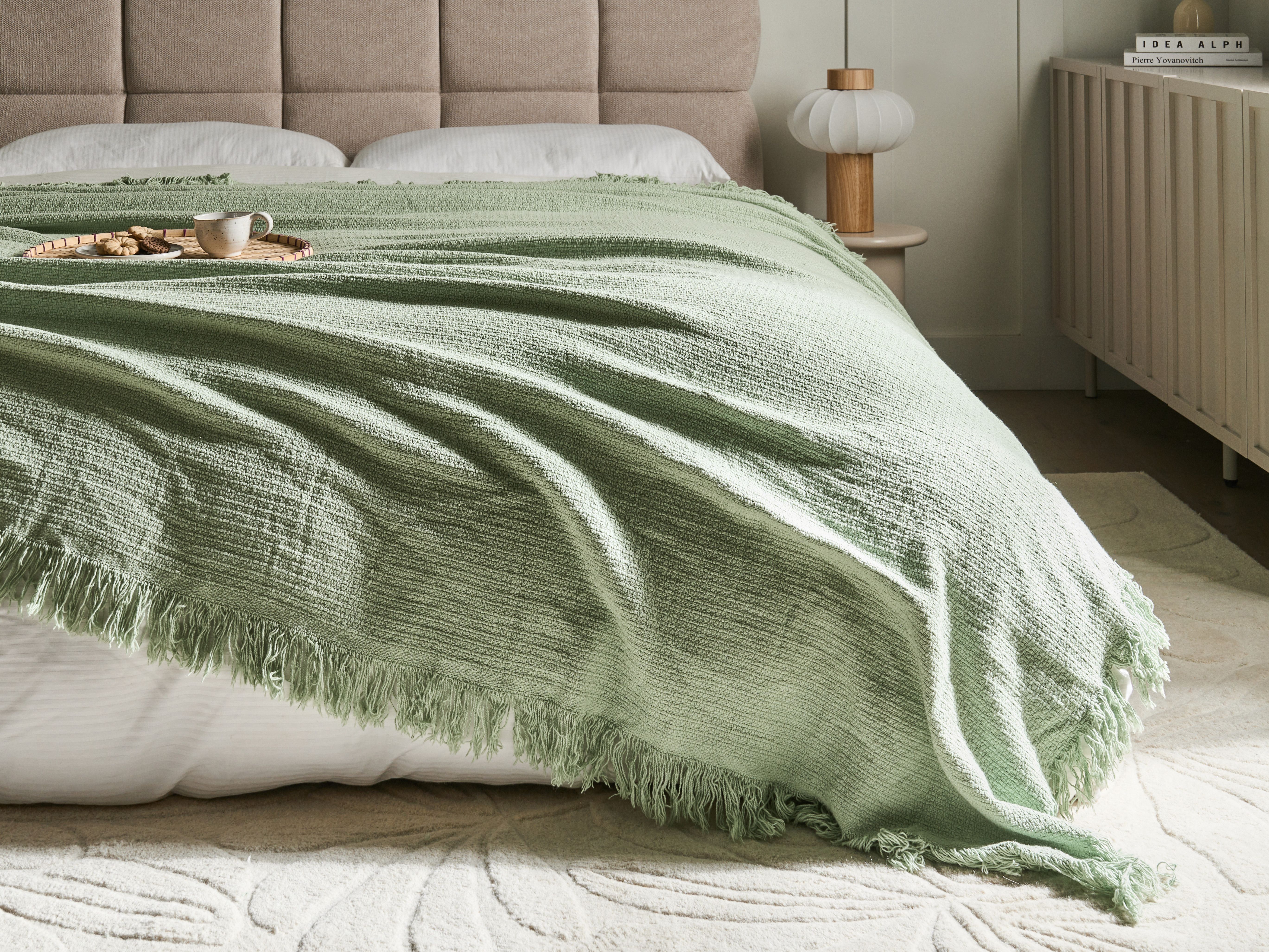 Bedspread YERBENT Cotton 220 x 240 cm Green
