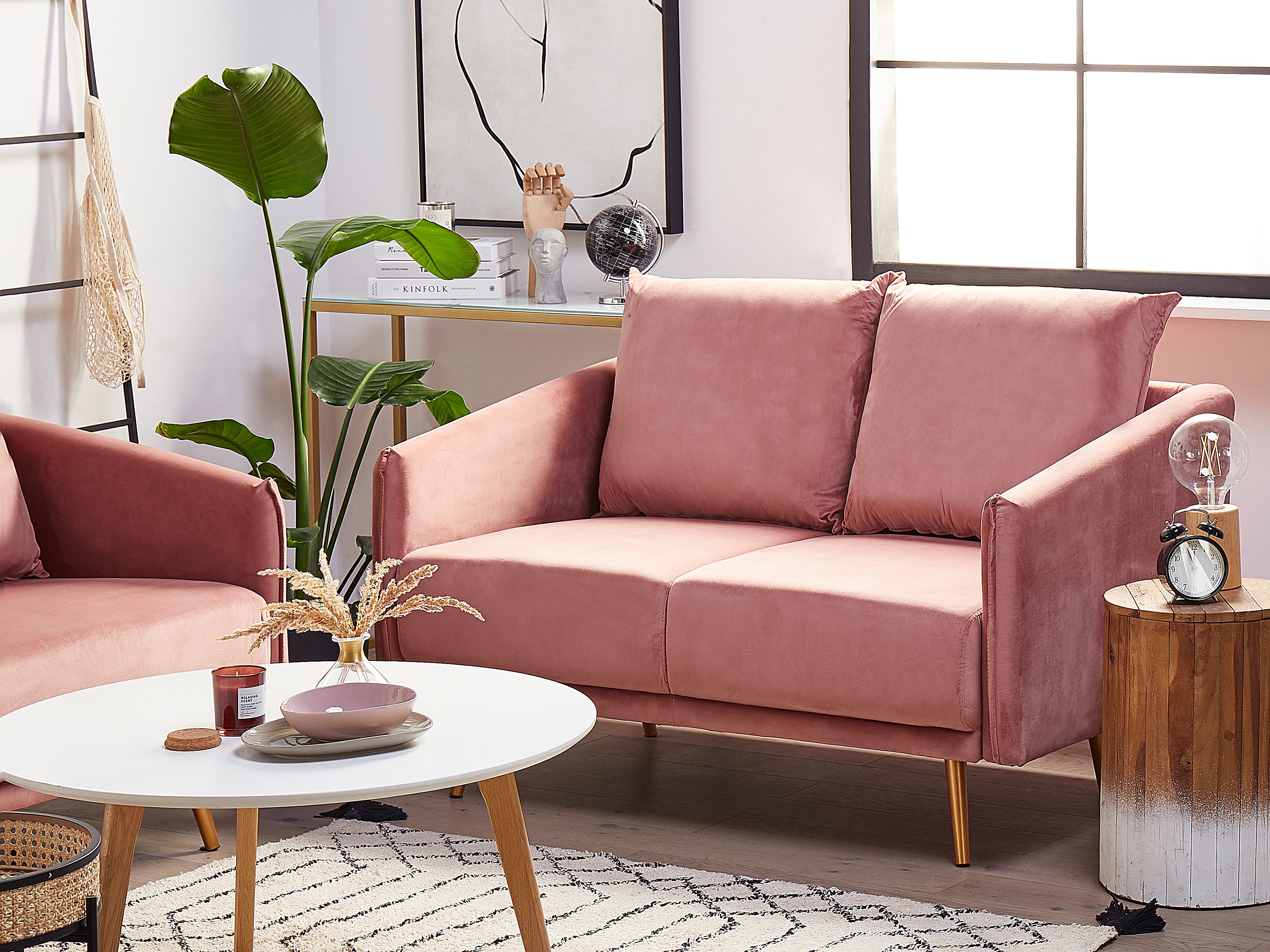 Sofa 2 Seater MAURA Velvet Pink
