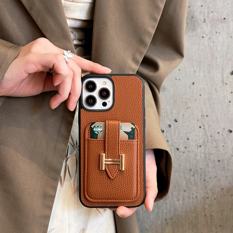H Card Holder Leather iPhone Case - Wholesale & Influencer