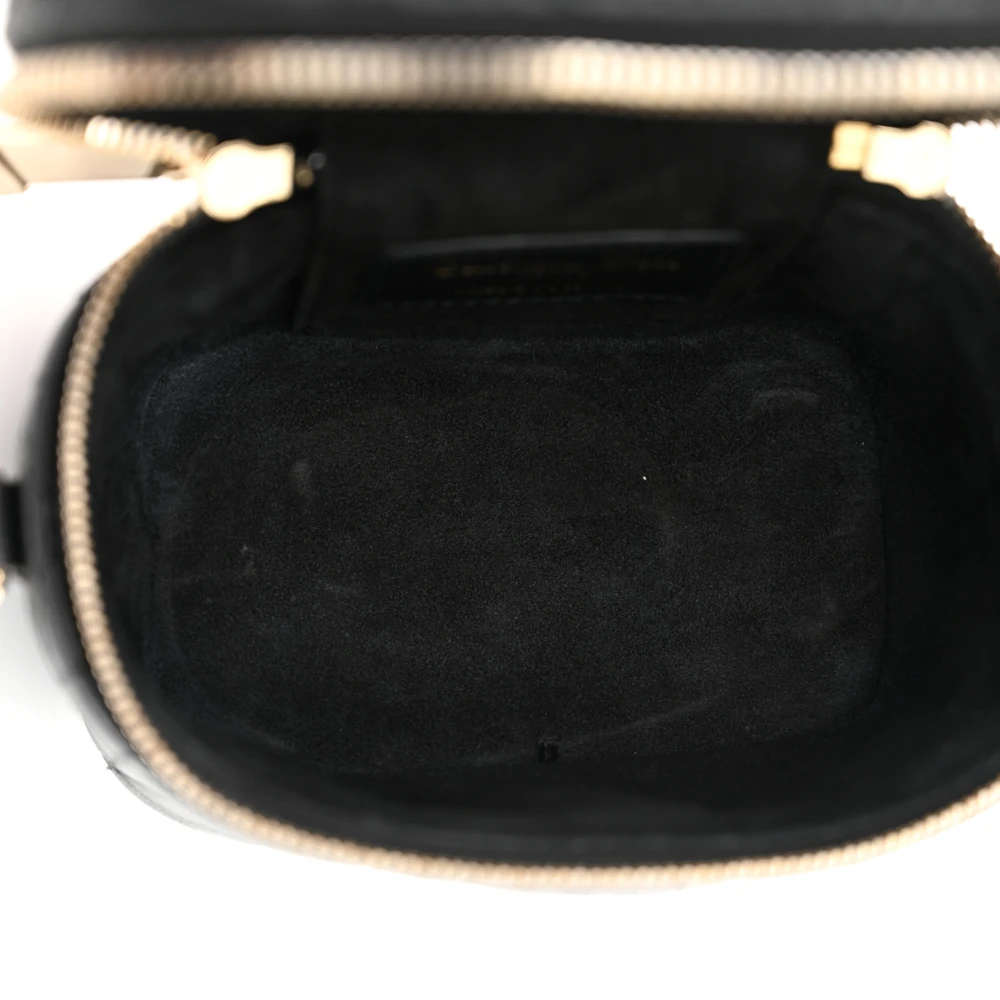 Dior Black Cannage Lambskin Leather Micro Lady Dior Vanity Case Gold Hardware Reps1:1High-quality replica